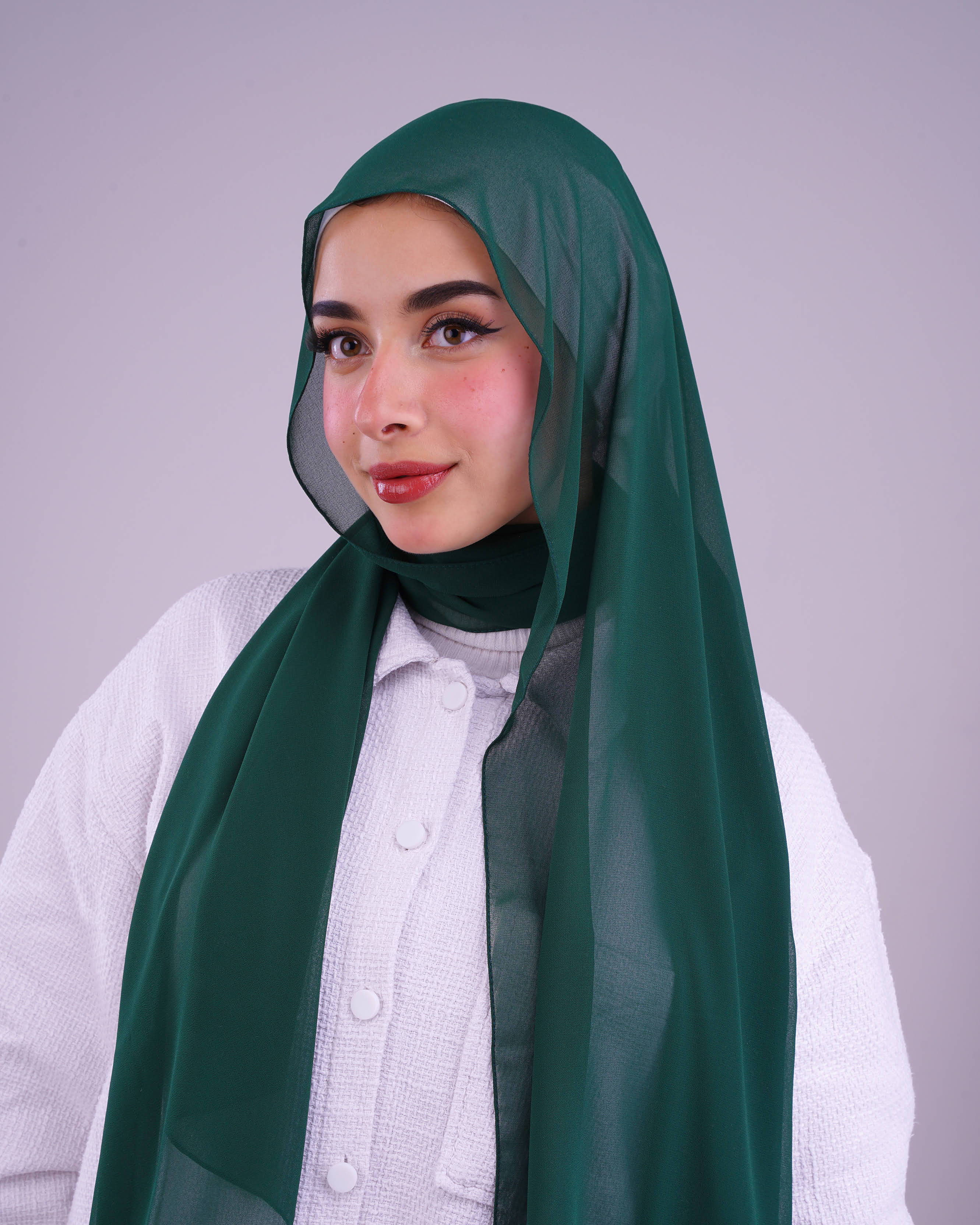 Dark Green Plain Chiffon Scarf