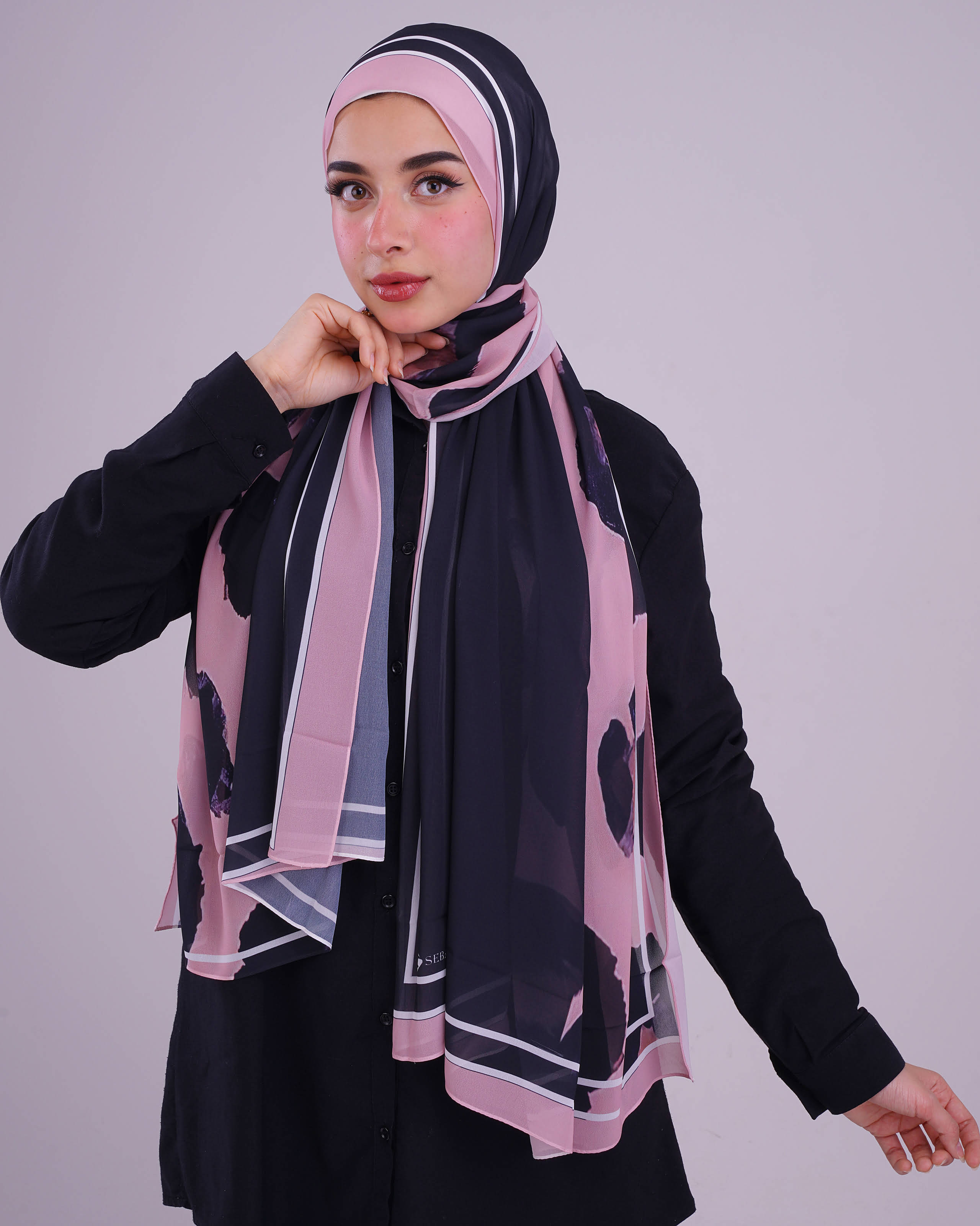 Midnight Mosaic Printed Chiffon Scarf