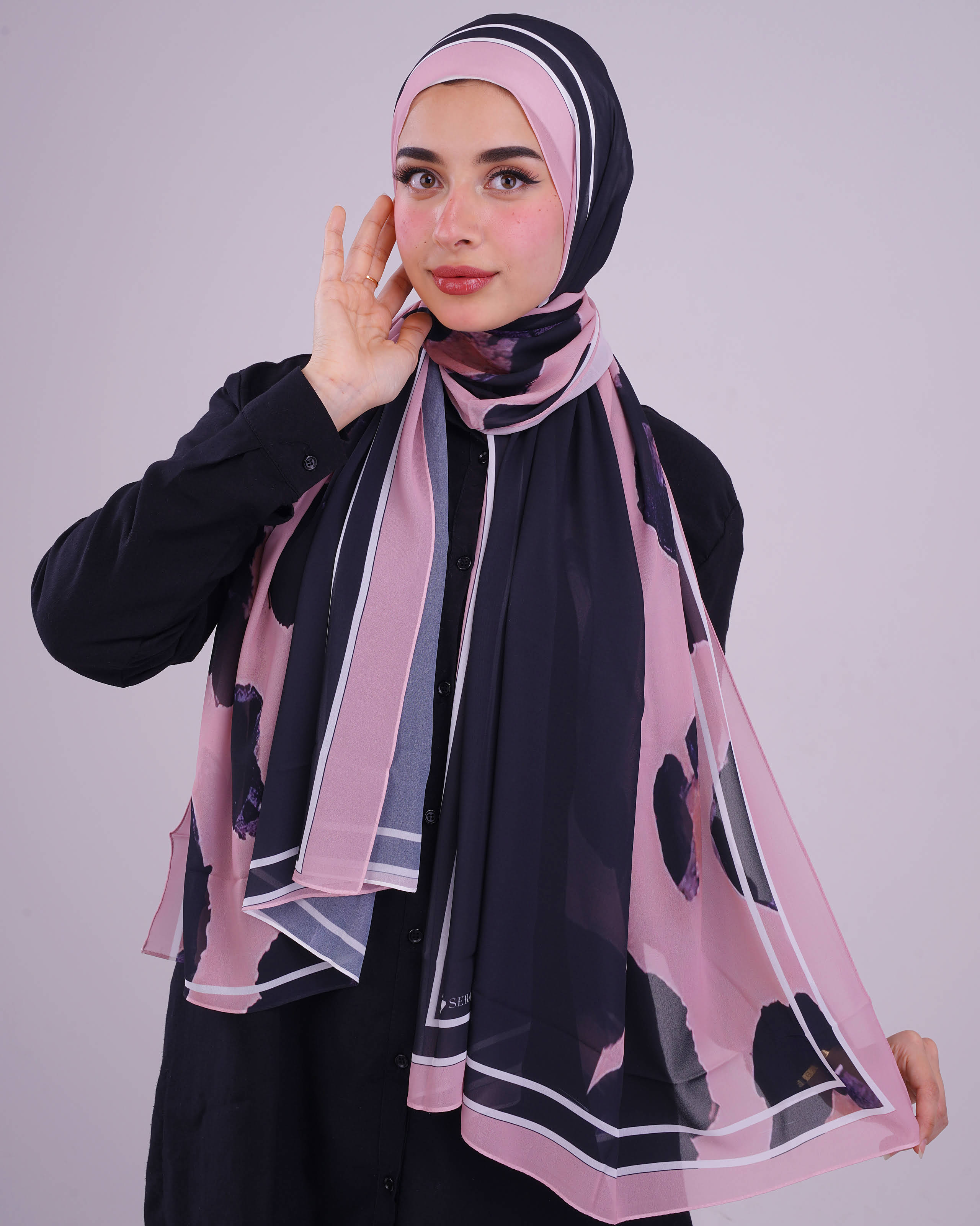 Midnight Mosaic Printed Chiffon Scarf