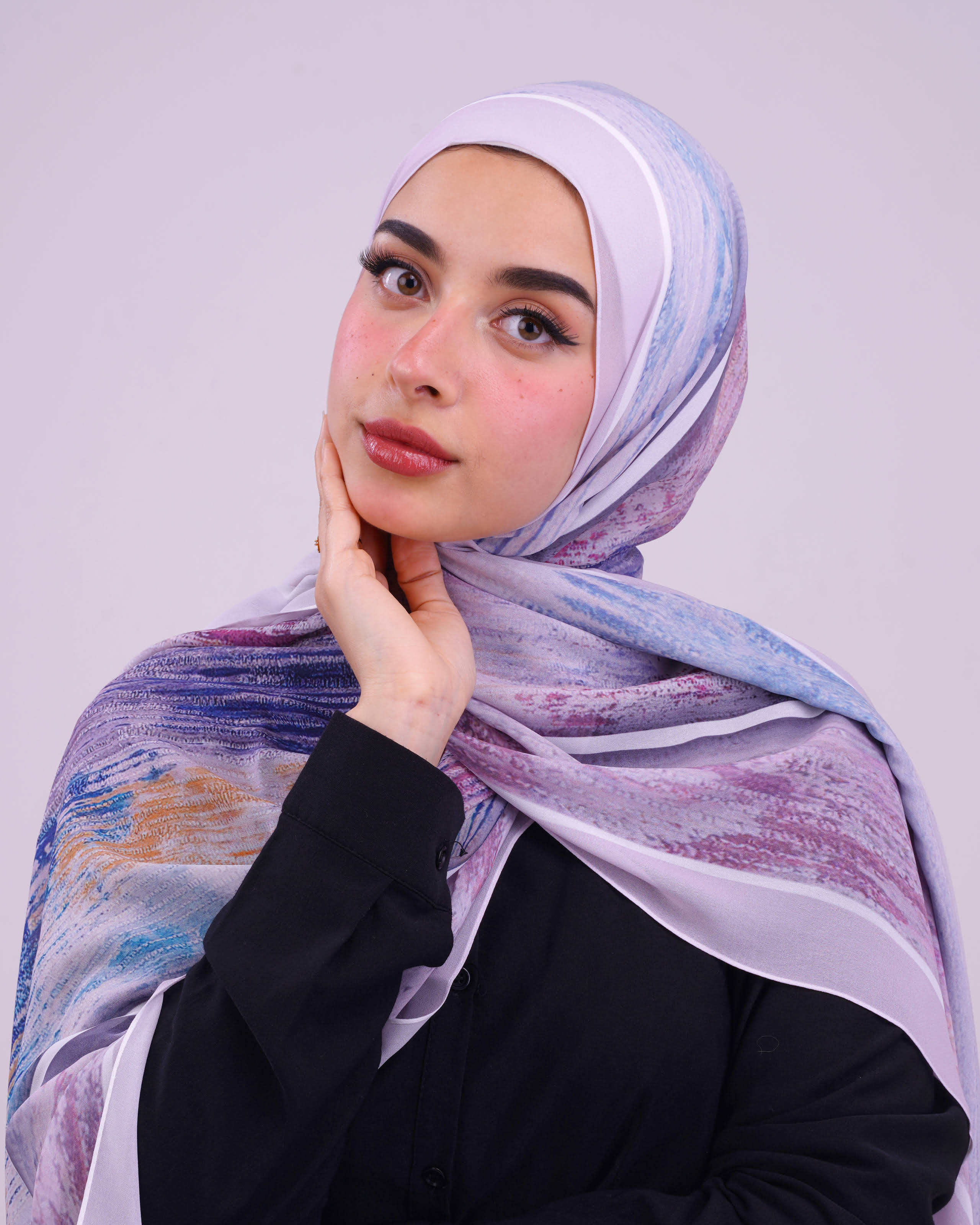 Lilac Twilight Printed Chiffon Scarf