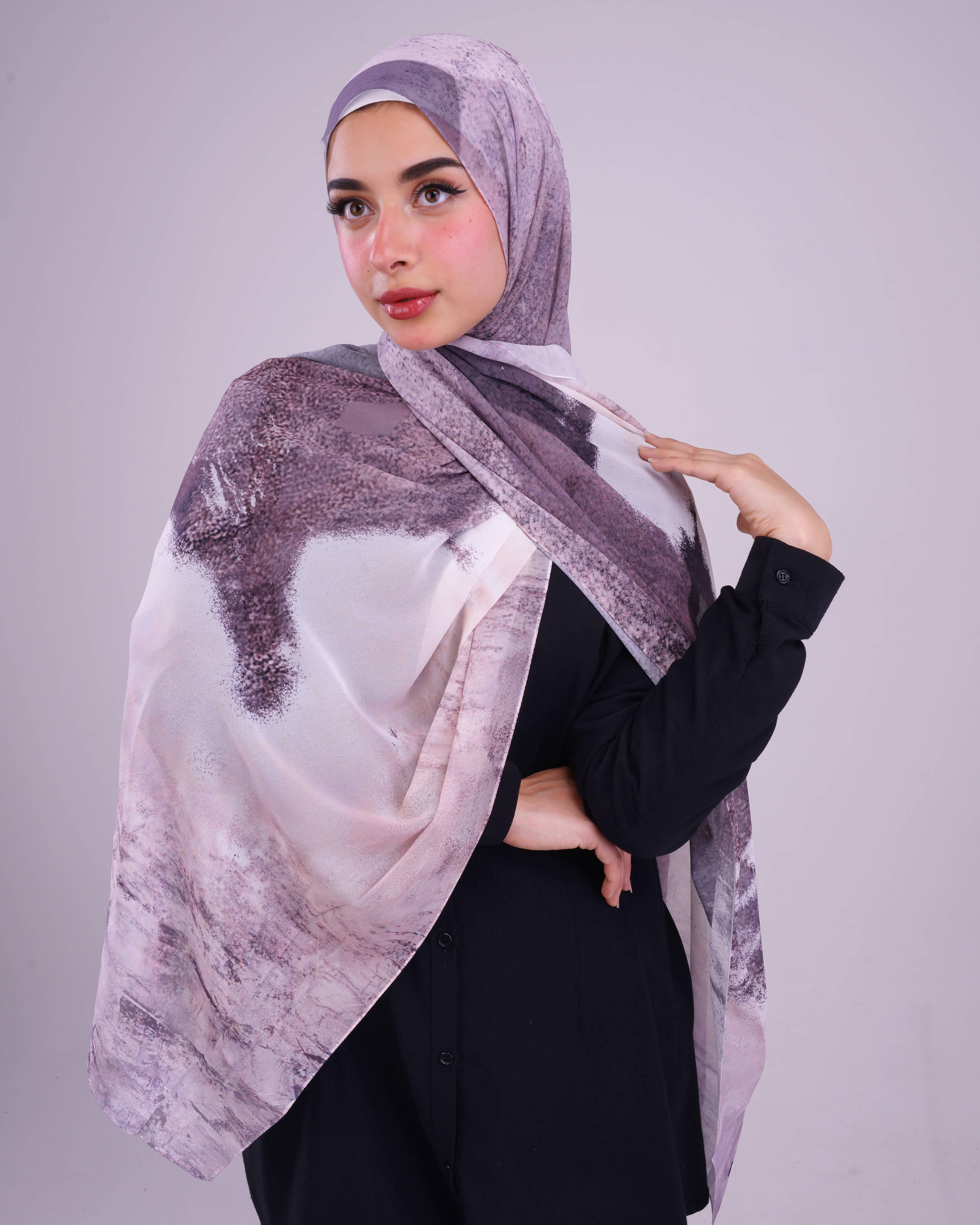 Mystic Lavender Elegance Printed Chiffon Scarf