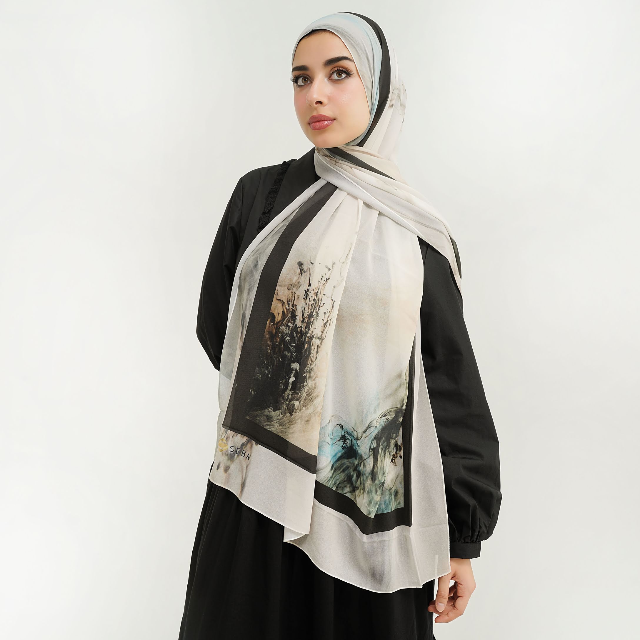 Tranquil Nature Printed Chiffon Scarf