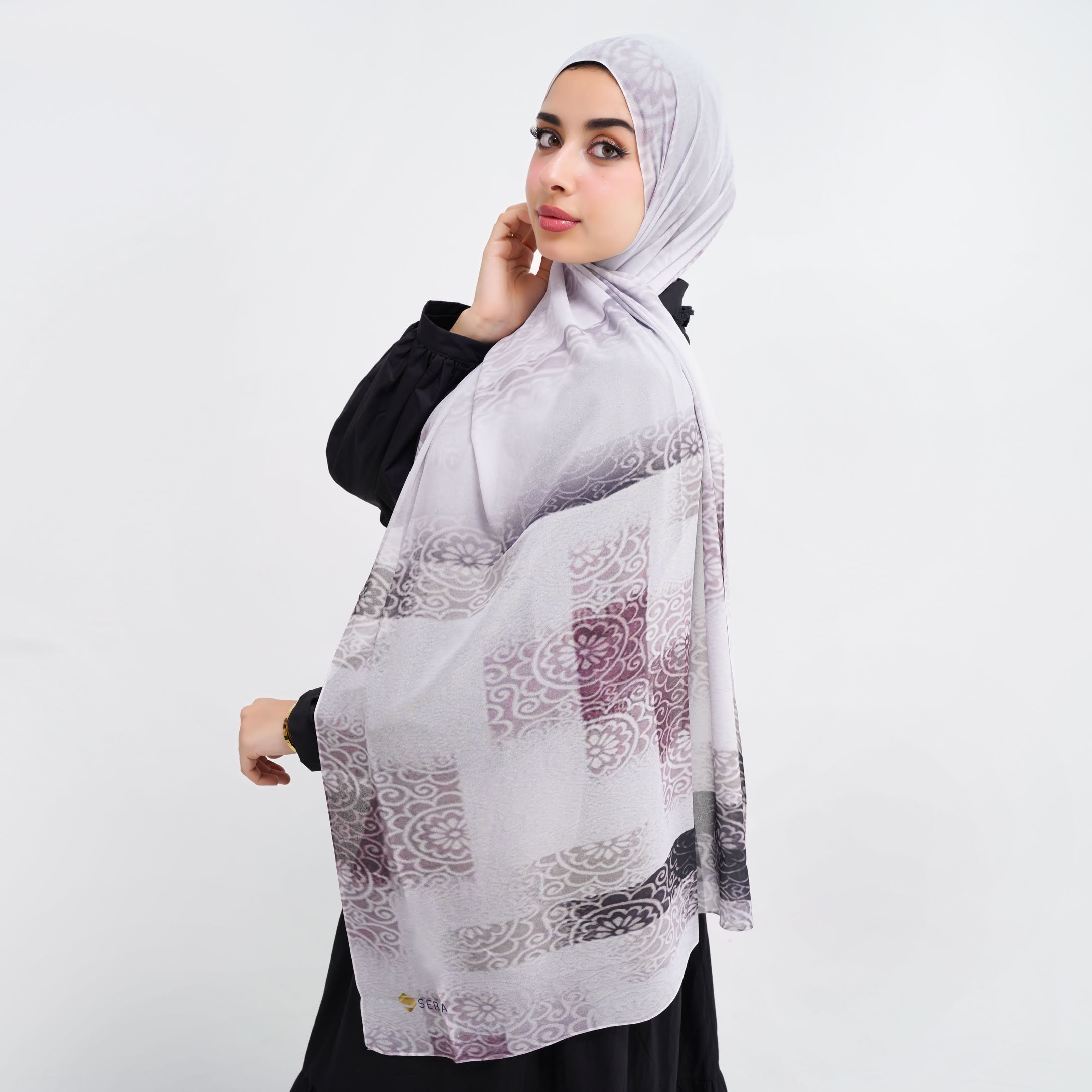 Elegant Paisley Printed Chiffon Scarf