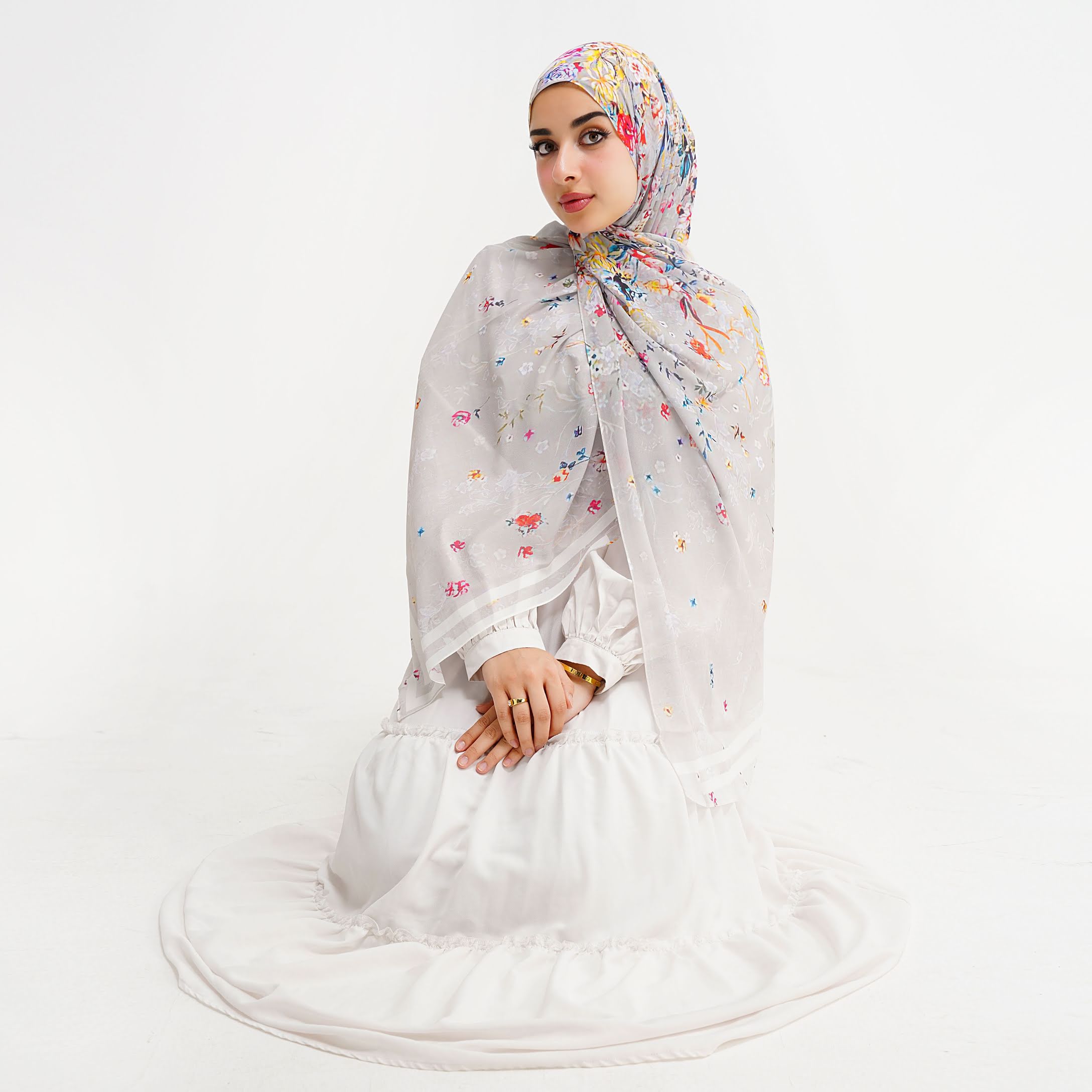 Enchanted Garden Printed Chiffon Scarf