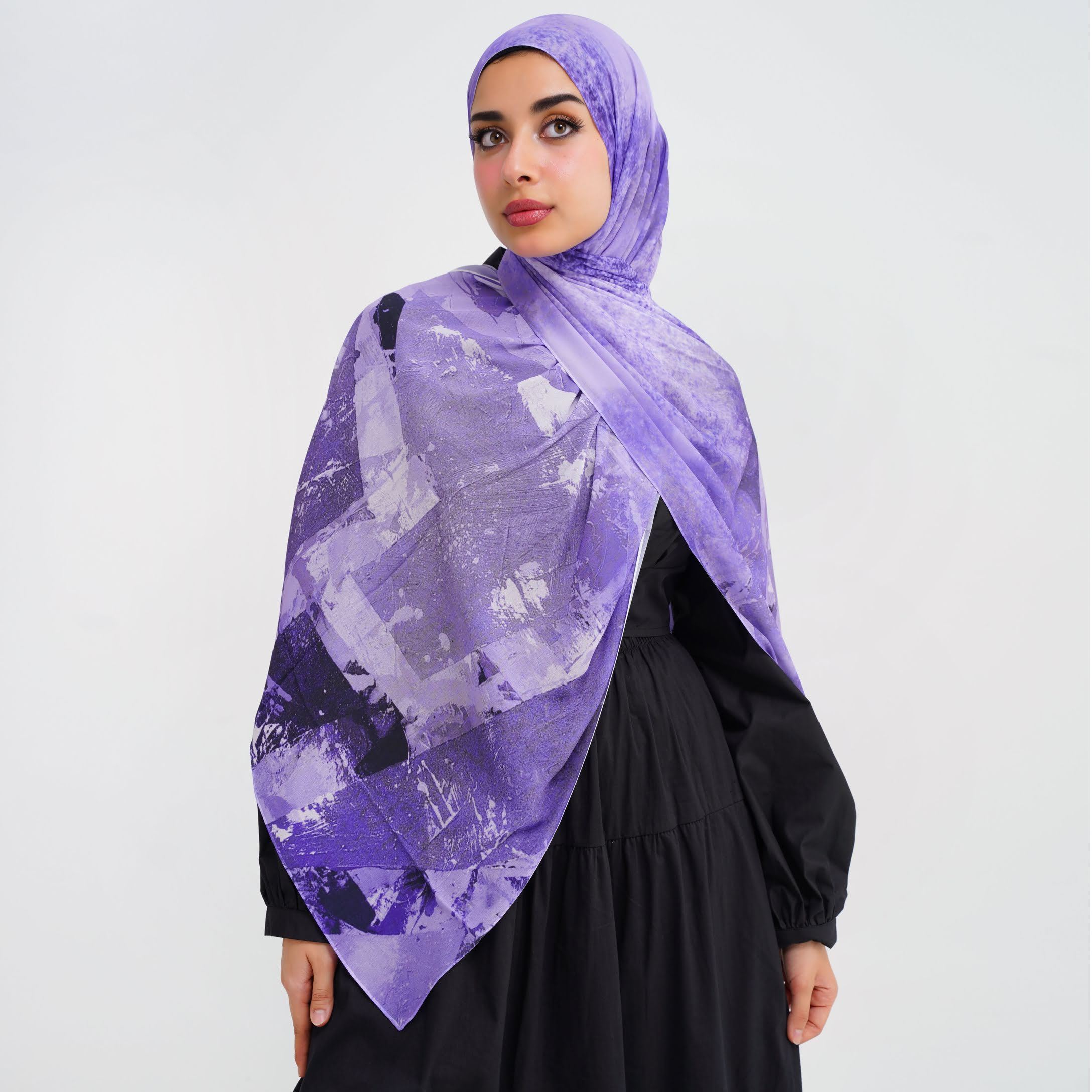 Purple Elegance Printed Chiffon Scarf