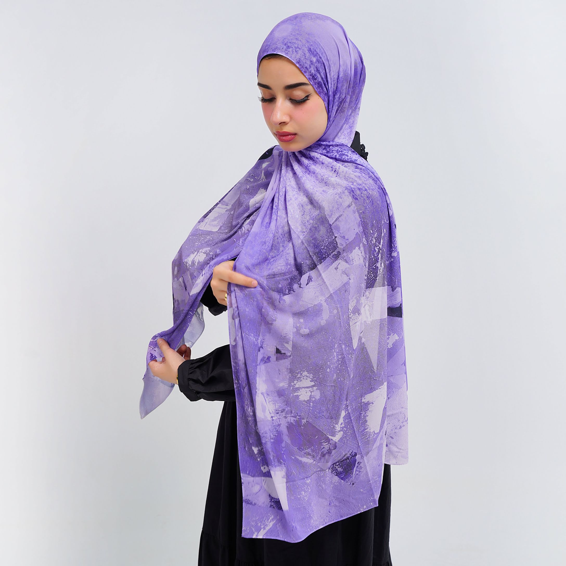 Purple Elegance Printed Chiffon Scarf