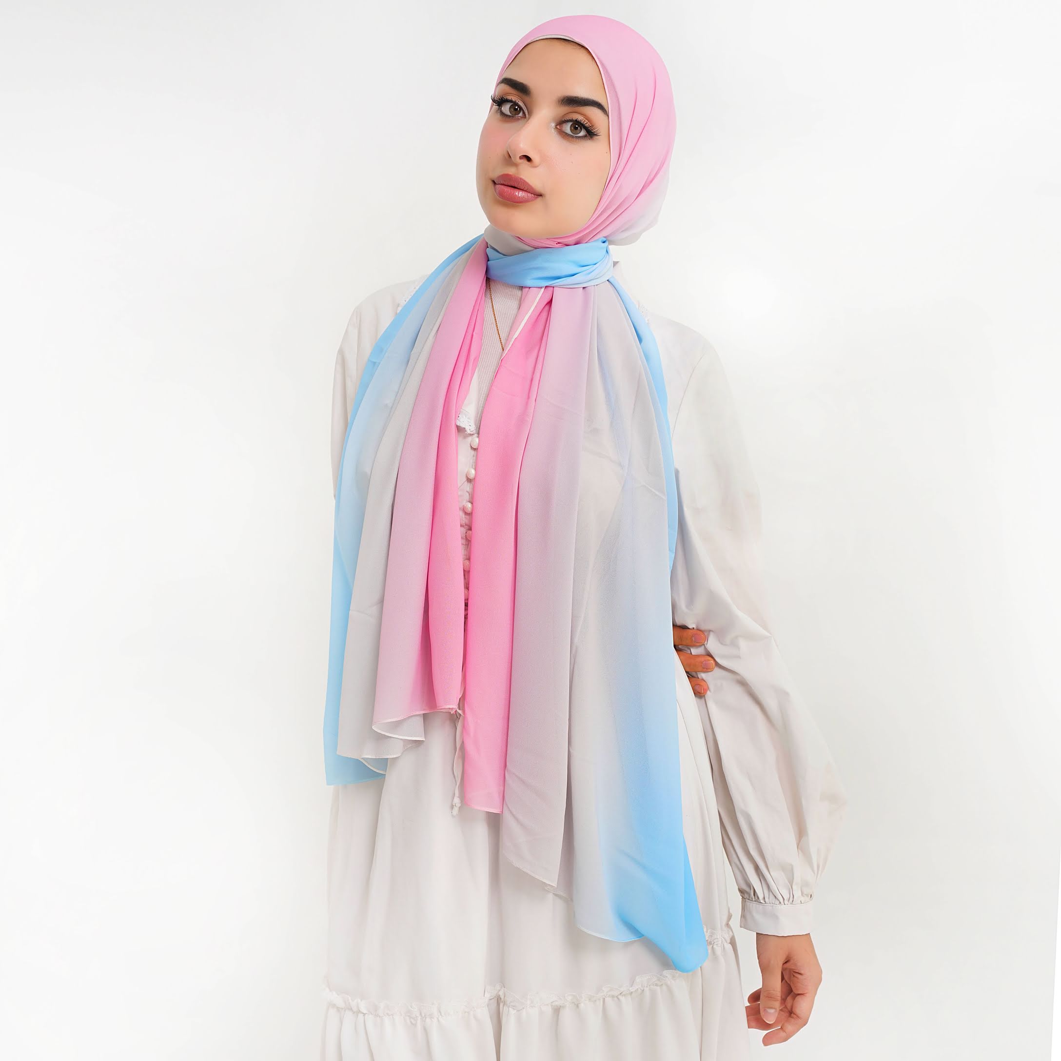 Pastel Elegance Gradient Chiffon Scarf