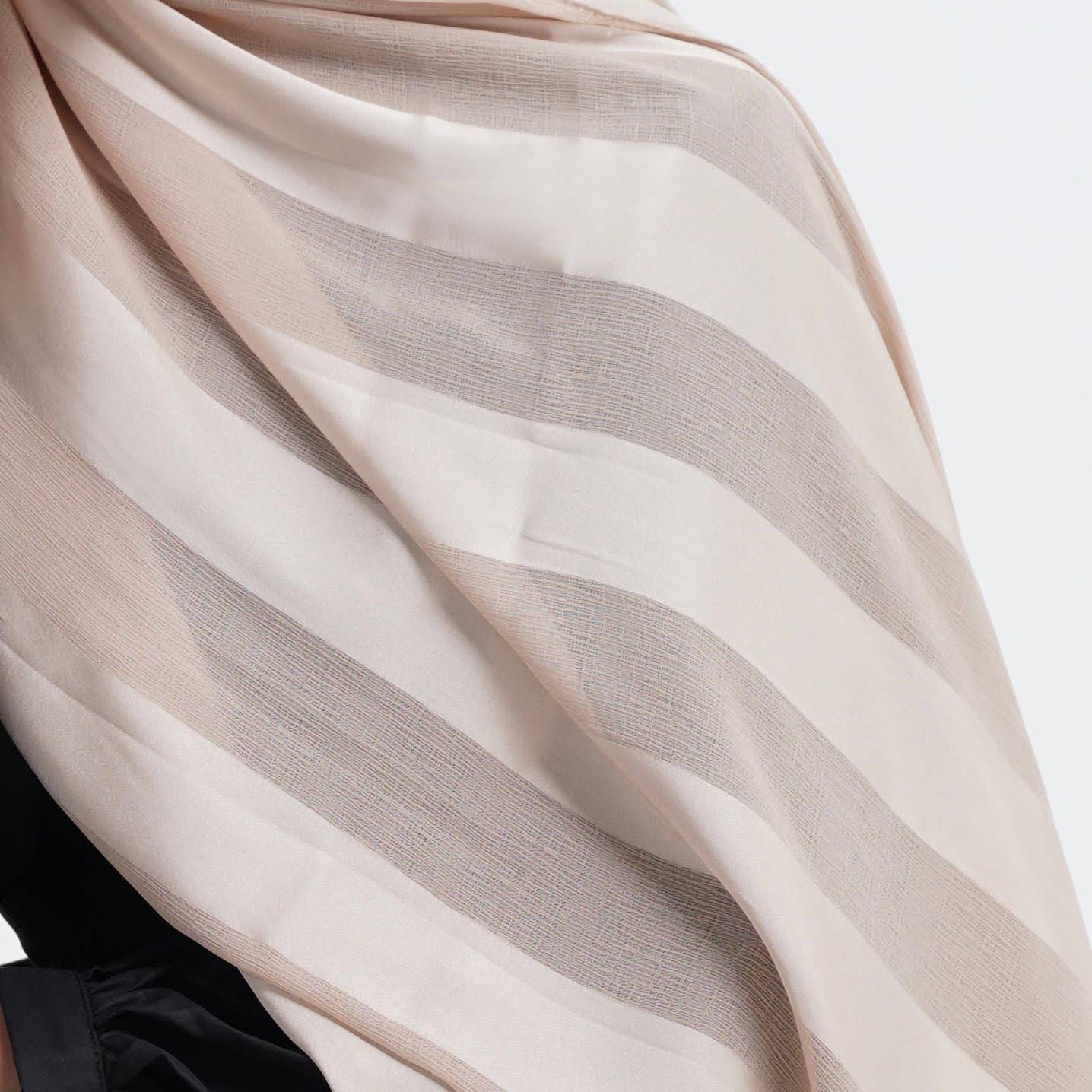 Sand Brown Crinkle Chiffon X Satin Scarf