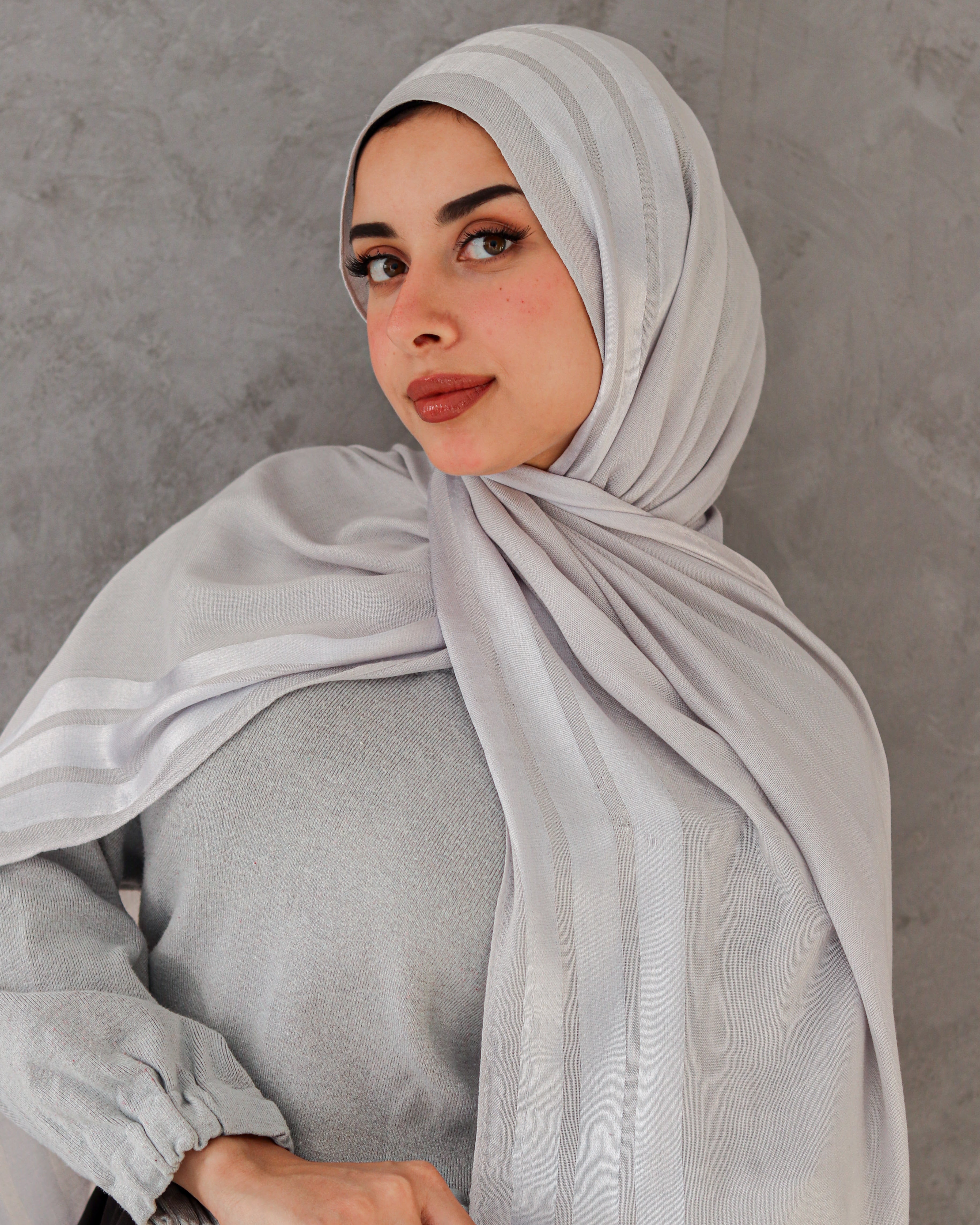 Cool Gray Pattern 1 Cotton X Satin Scarf