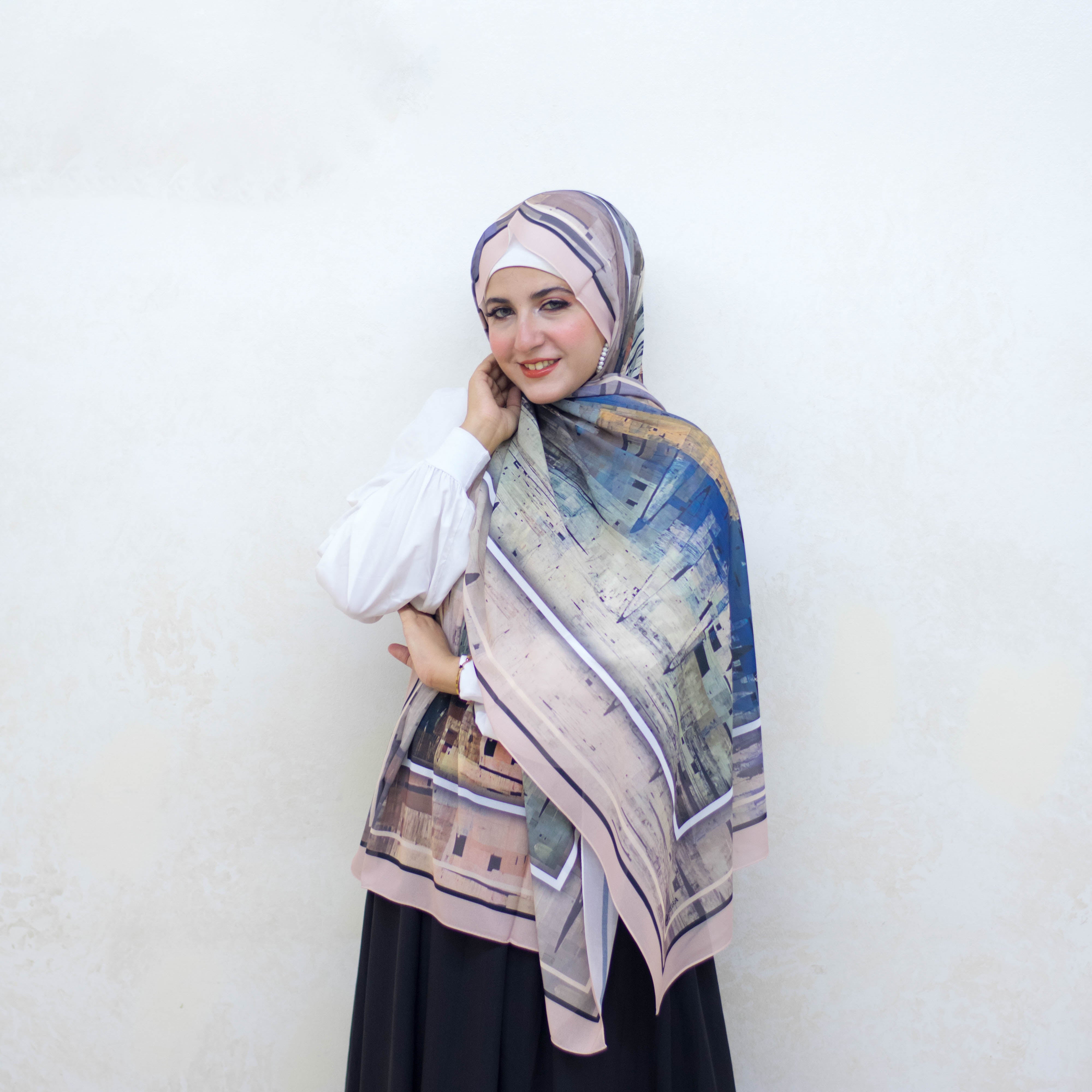 Abstract Flair Printed Chiffon Scarf