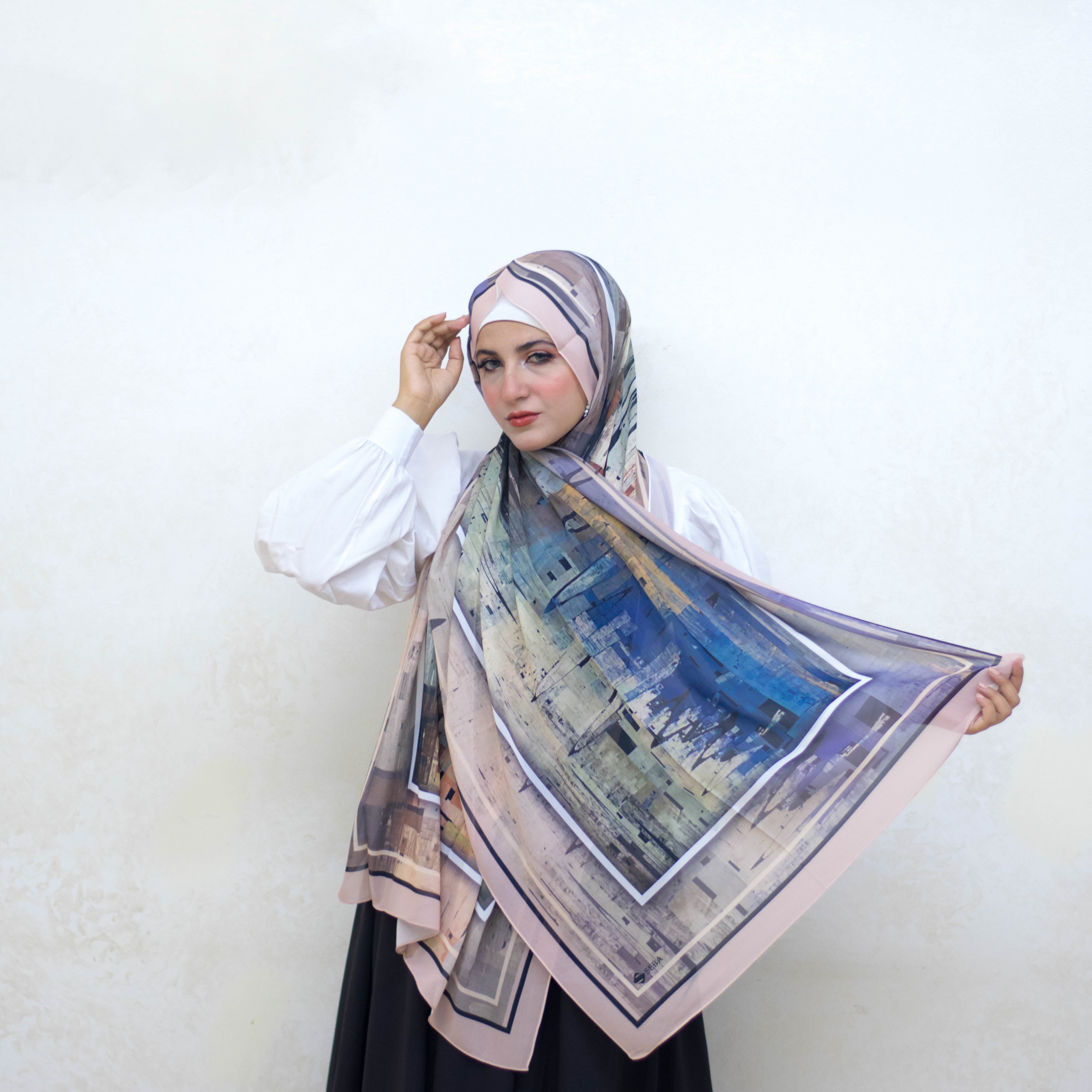 Abstract Flair Printed Chiffon Scarf