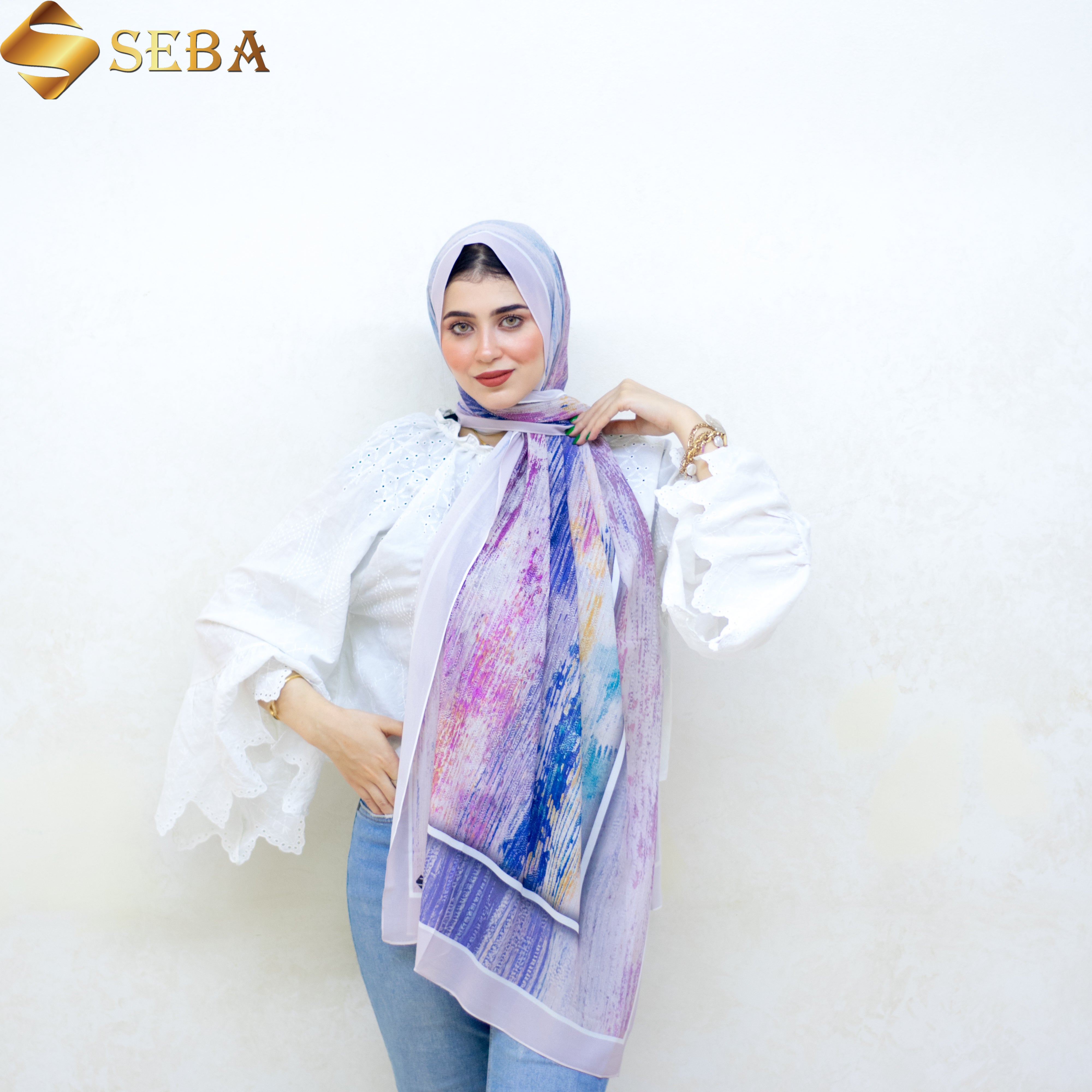 Lilac Twilight Printed Chiffon Scarf