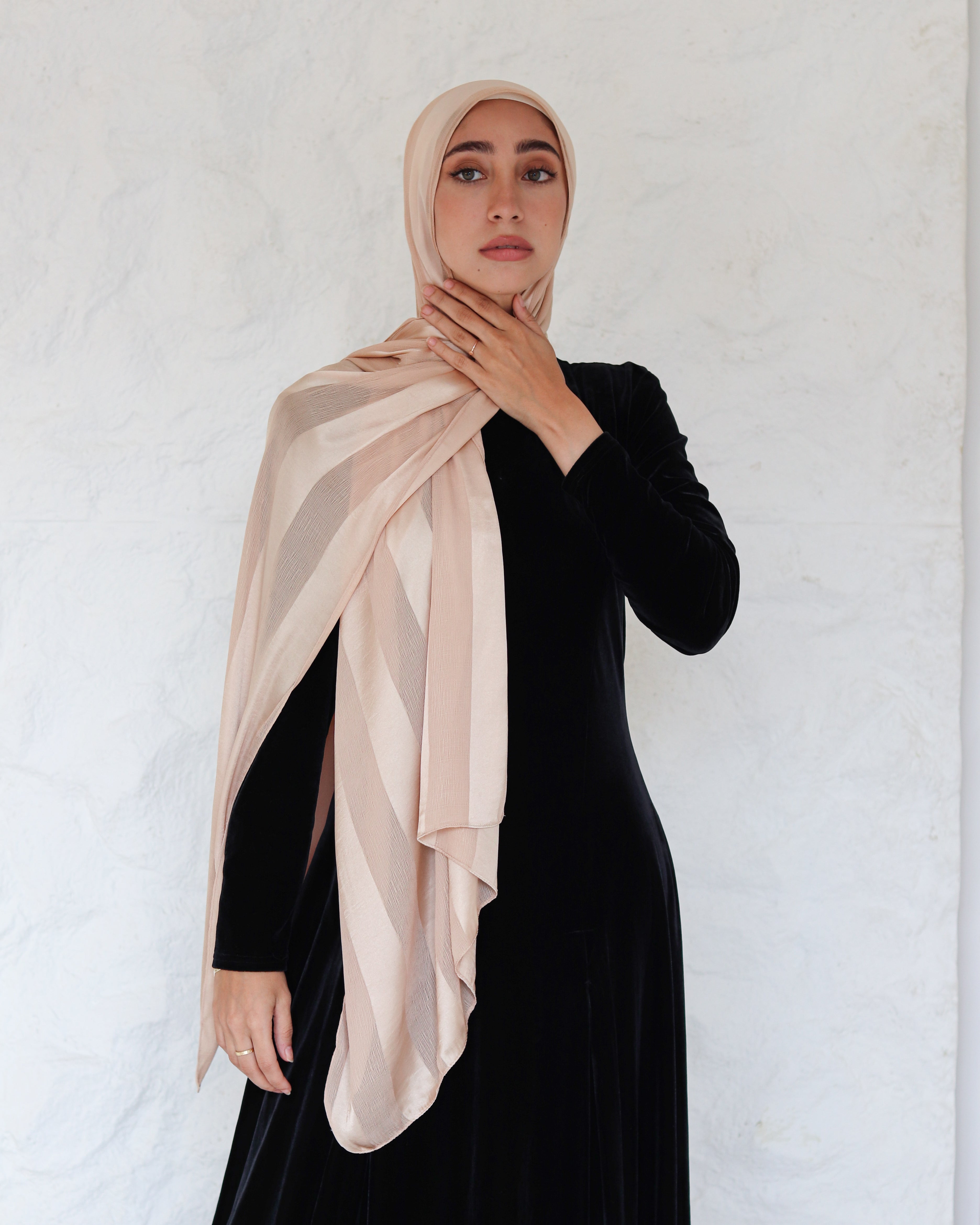 Blush Chiffon Crinkle X Satin Scarf