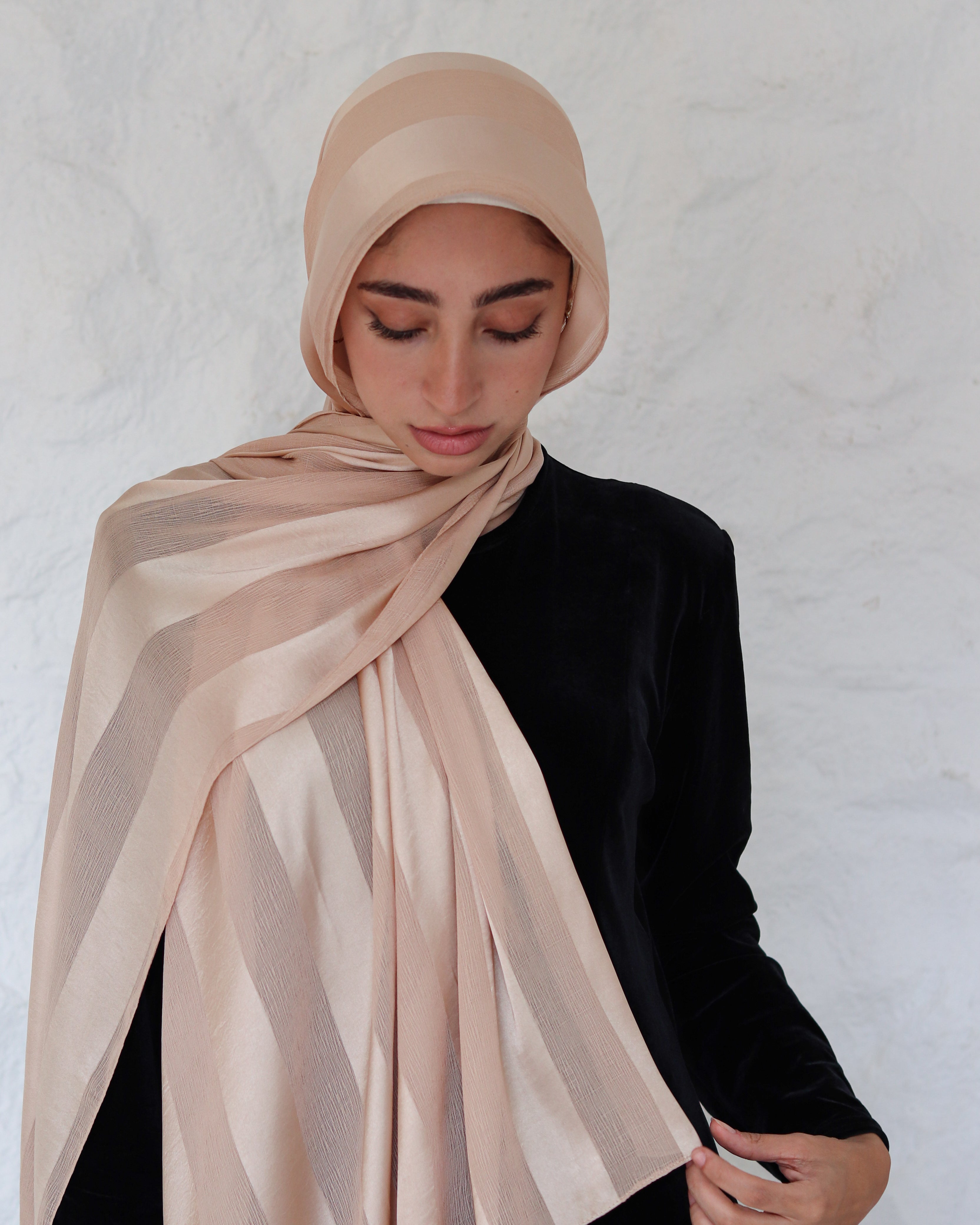 Blush Chiffon Crinkle X Satin Scarf