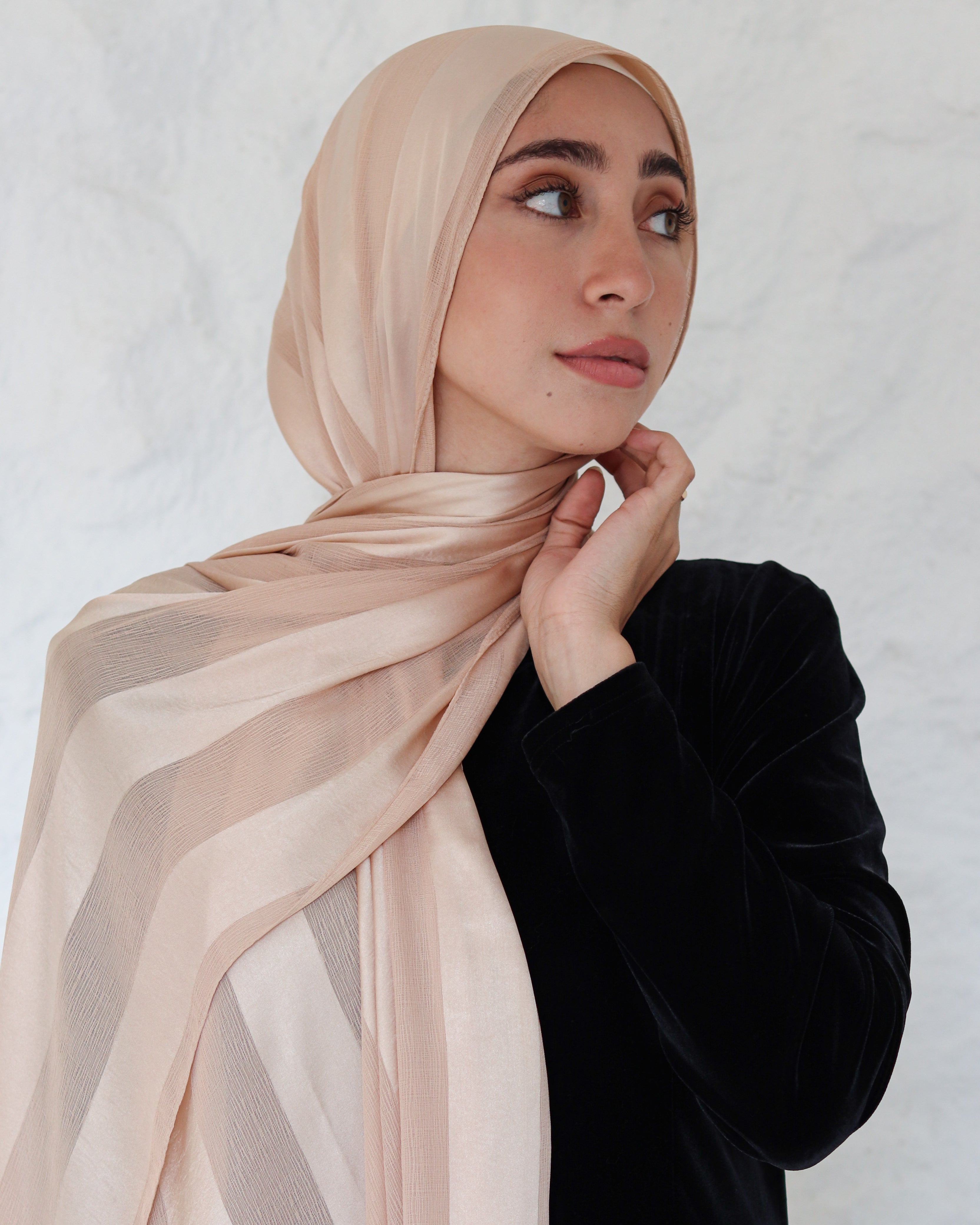 Blush Chiffon Crinkle X Satin Scarf