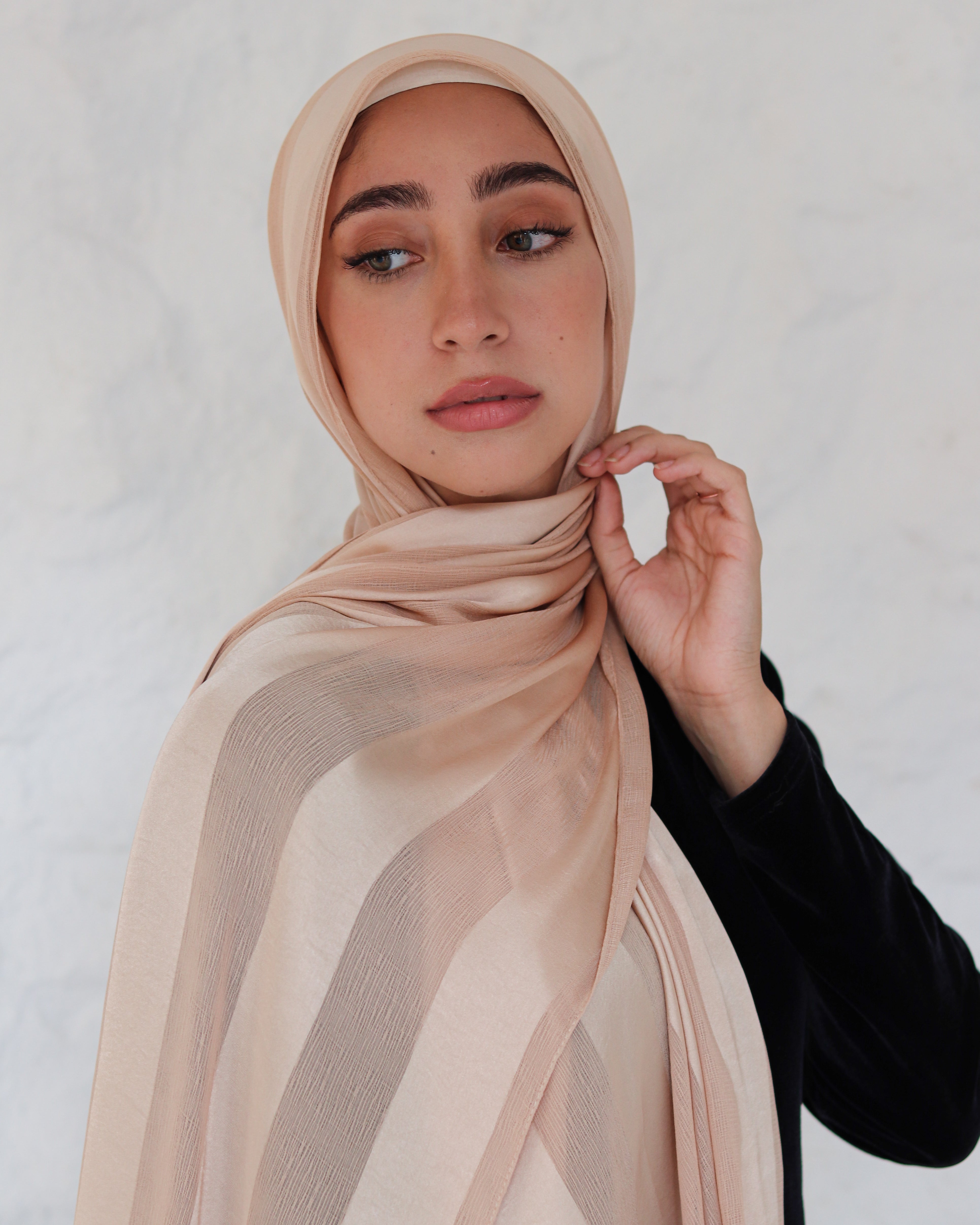 Blush Chiffon Crinkle X Satin Scarf