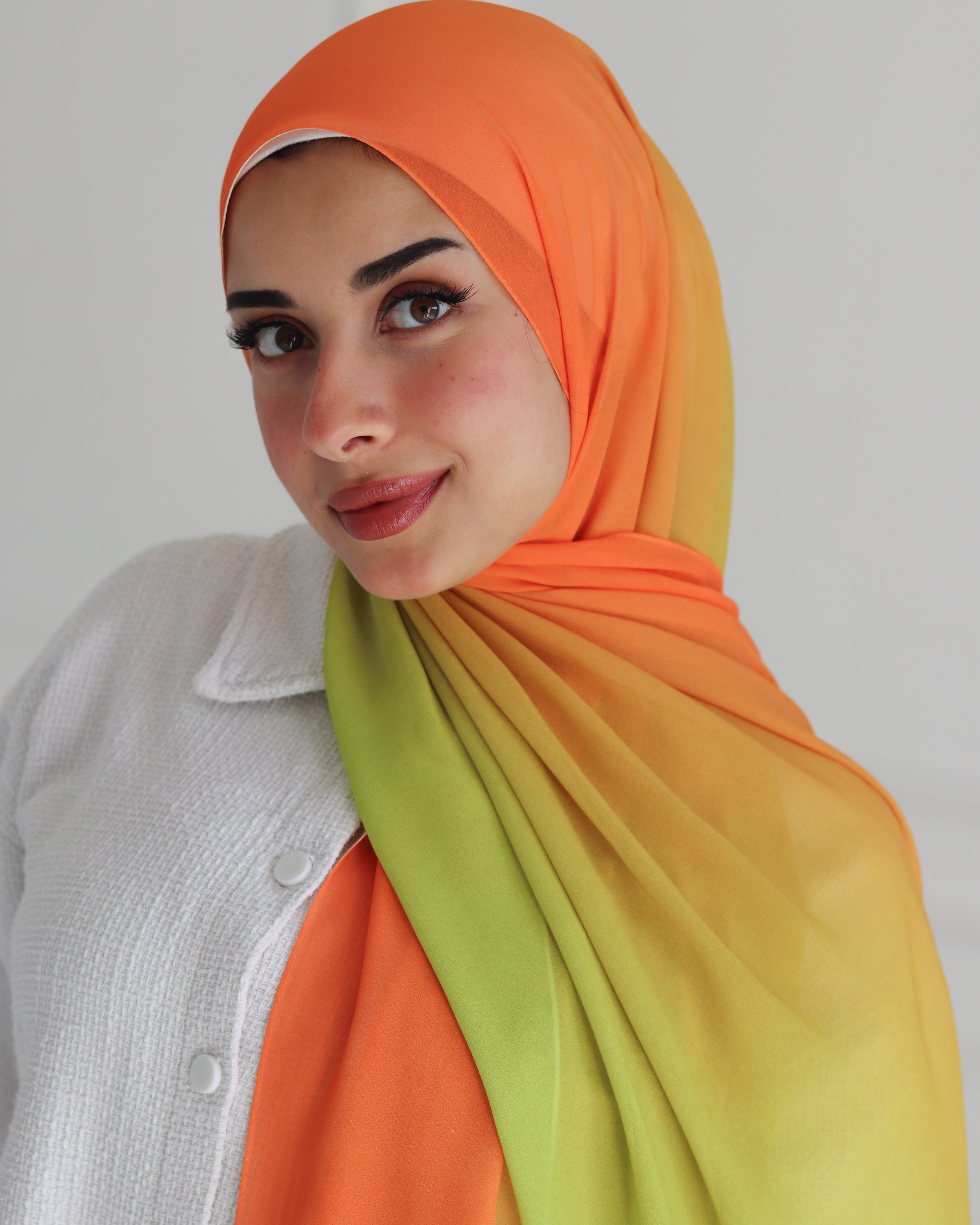 Citrus Sunset Gradient Chiffon Scarf