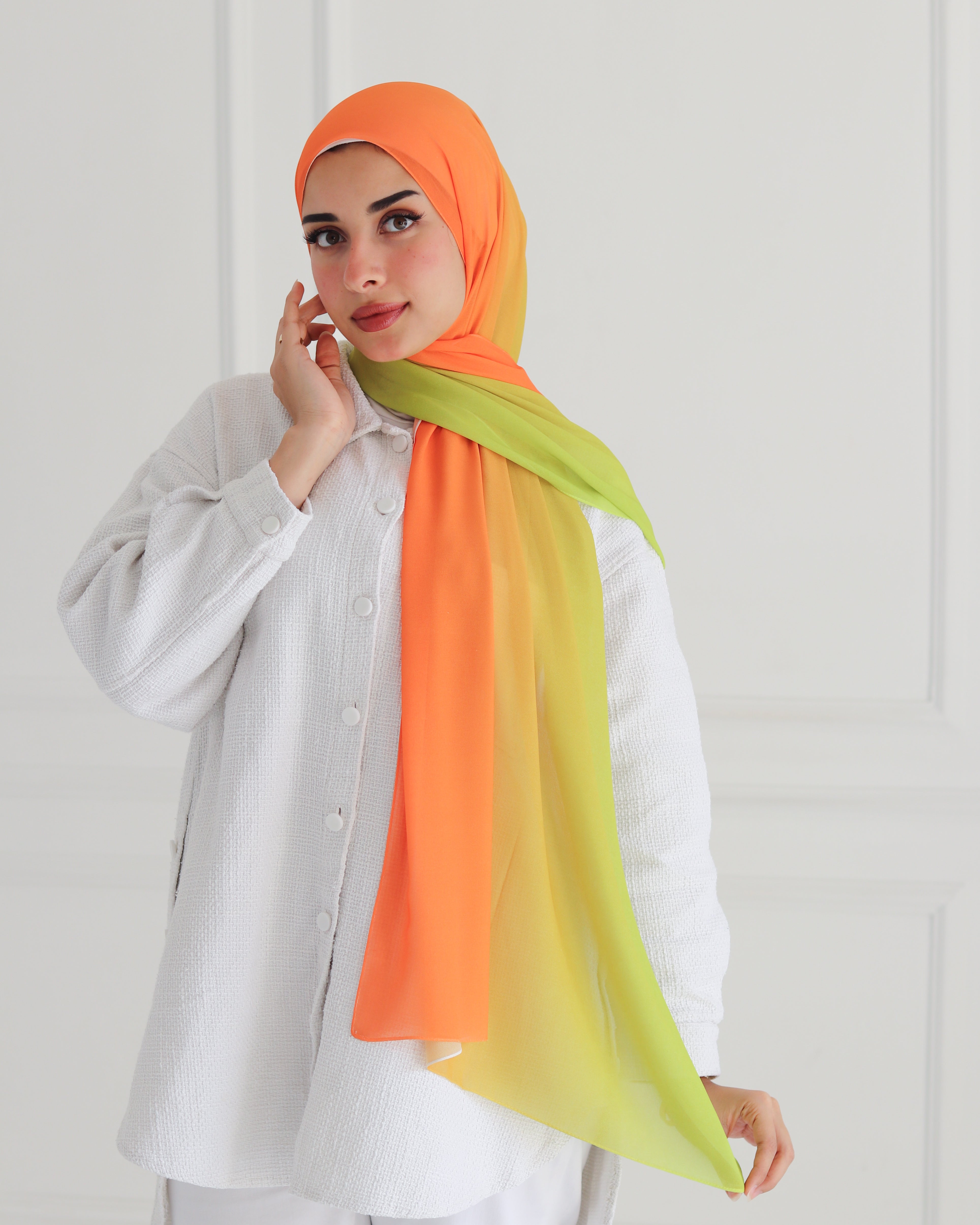 Citrus Sunset Gradient Chiffon Scarf