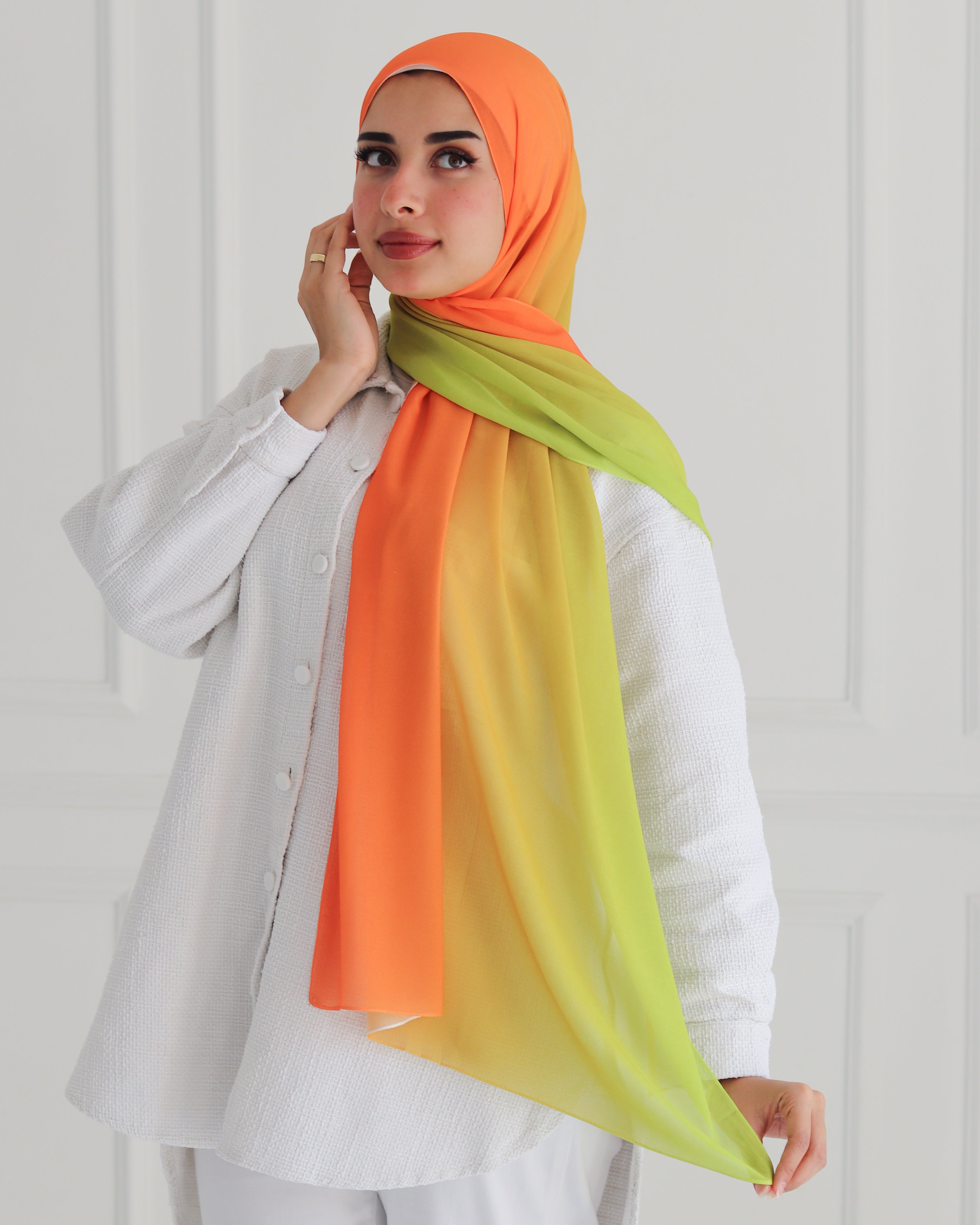 Citrus Sunset Gradient Chiffon Scarf