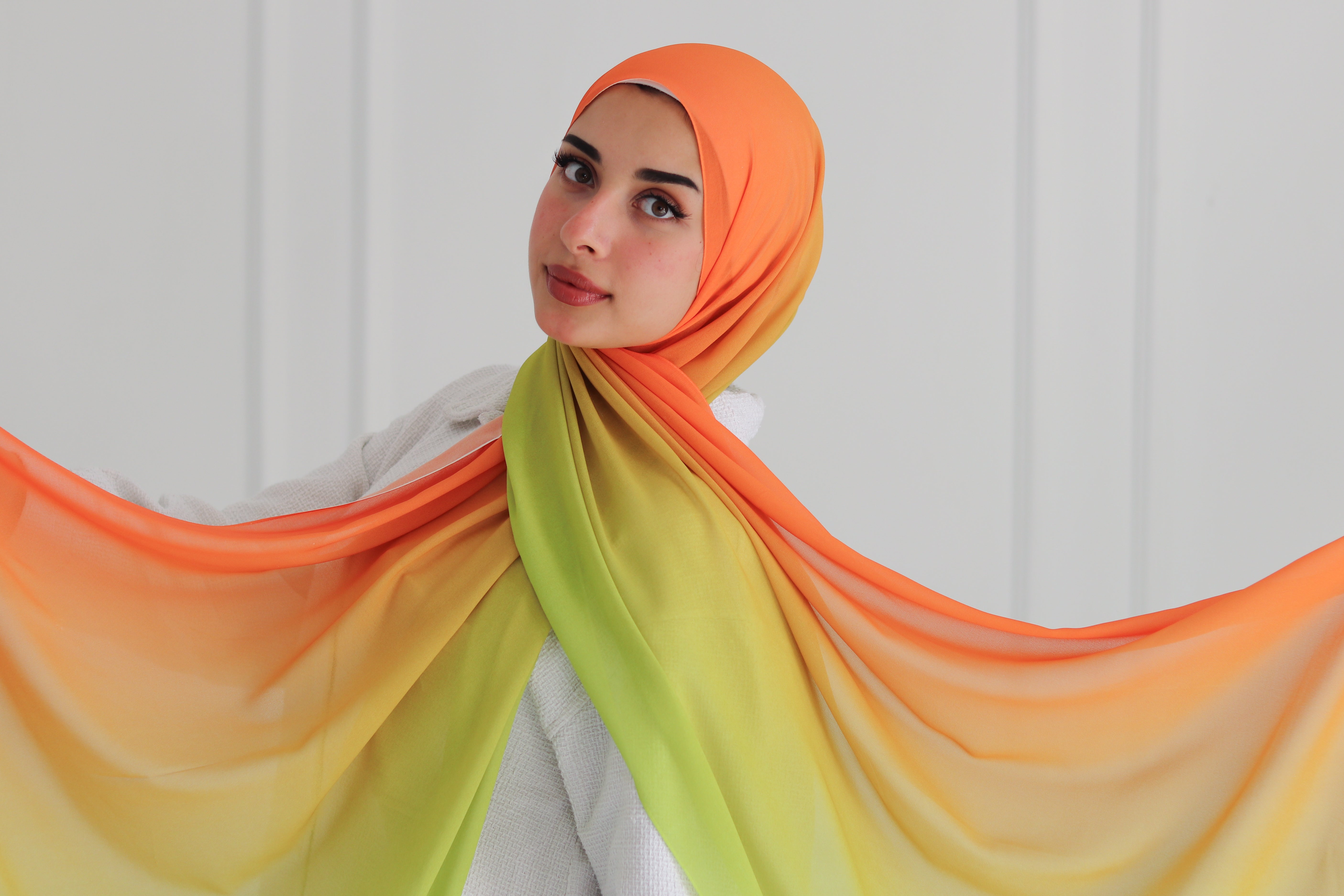 Citrus Sunset Gradient Chiffon Scarf