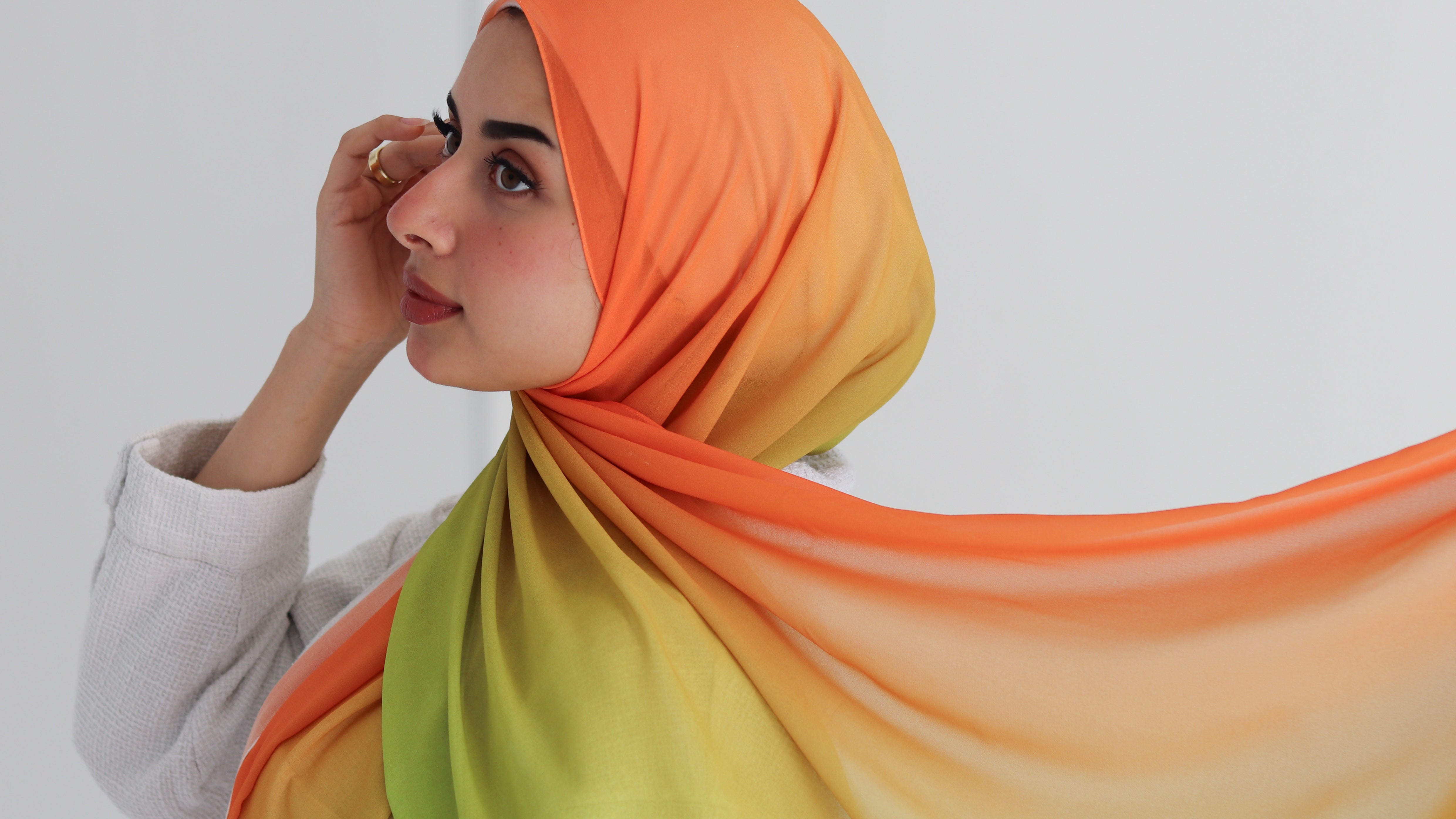 Citrus Sunset Gradient Chiffon Scarf