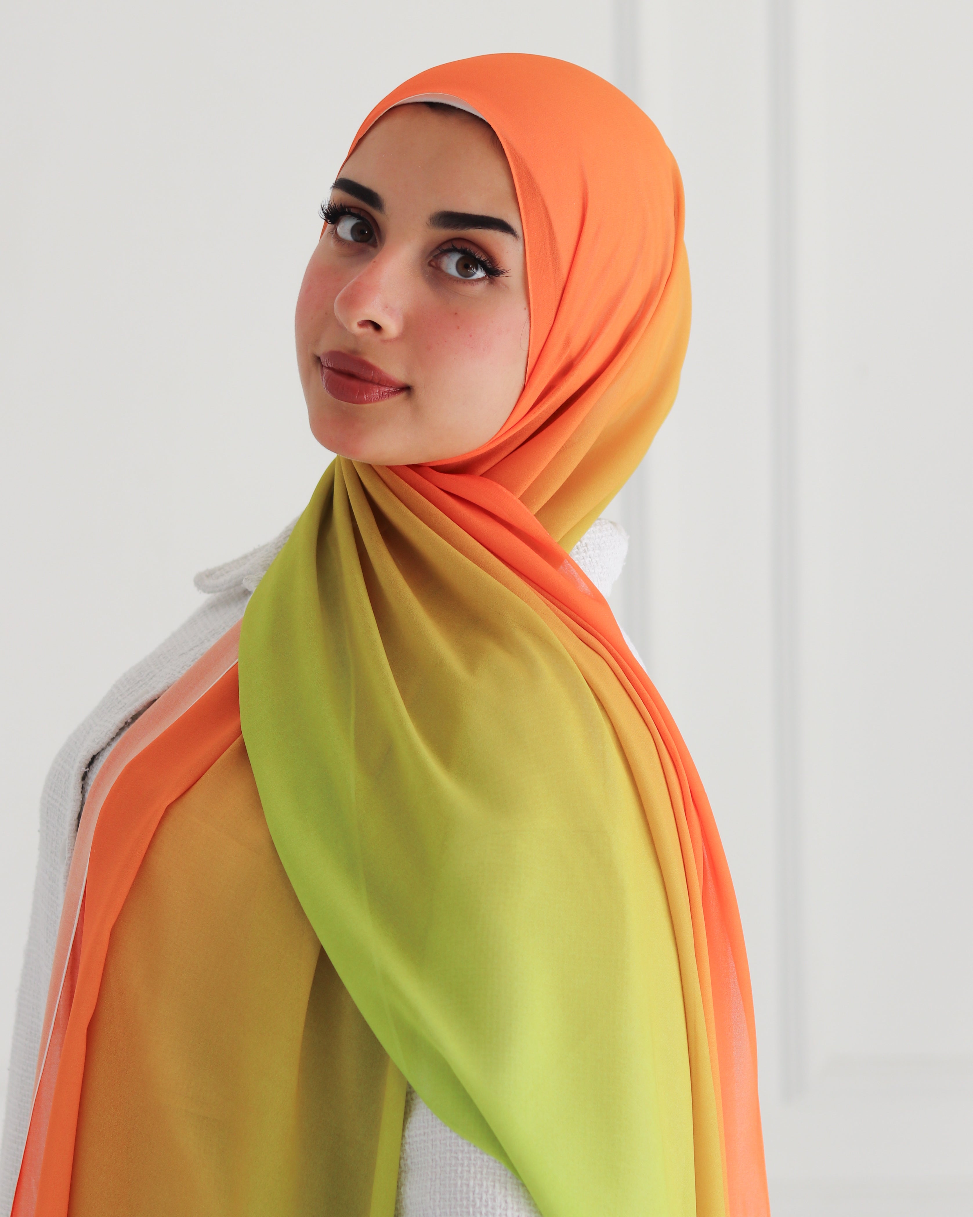 Citrus Sunset Gradient Chiffon Scarf