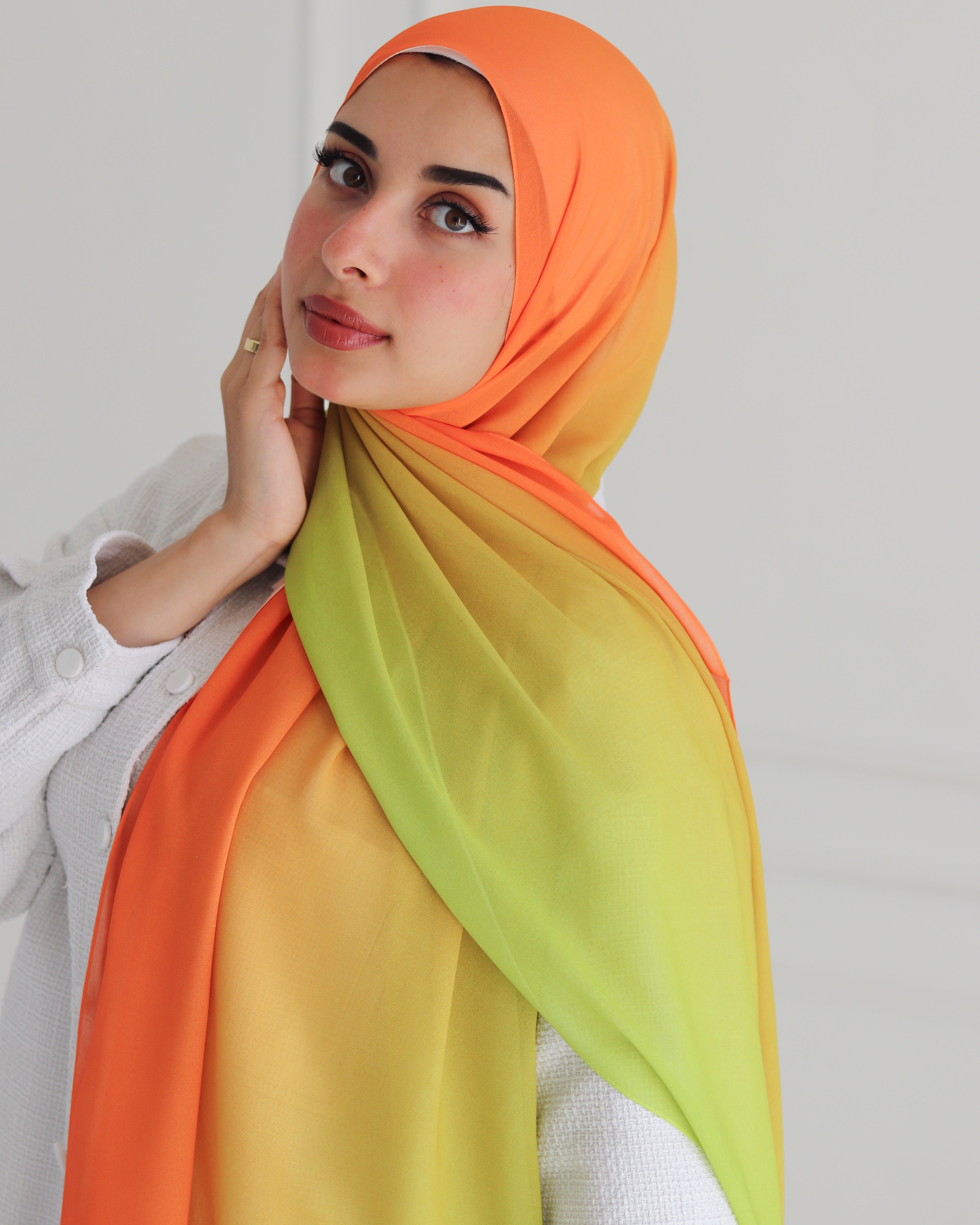 Citrus Sunset Gradient Chiffon Scarf