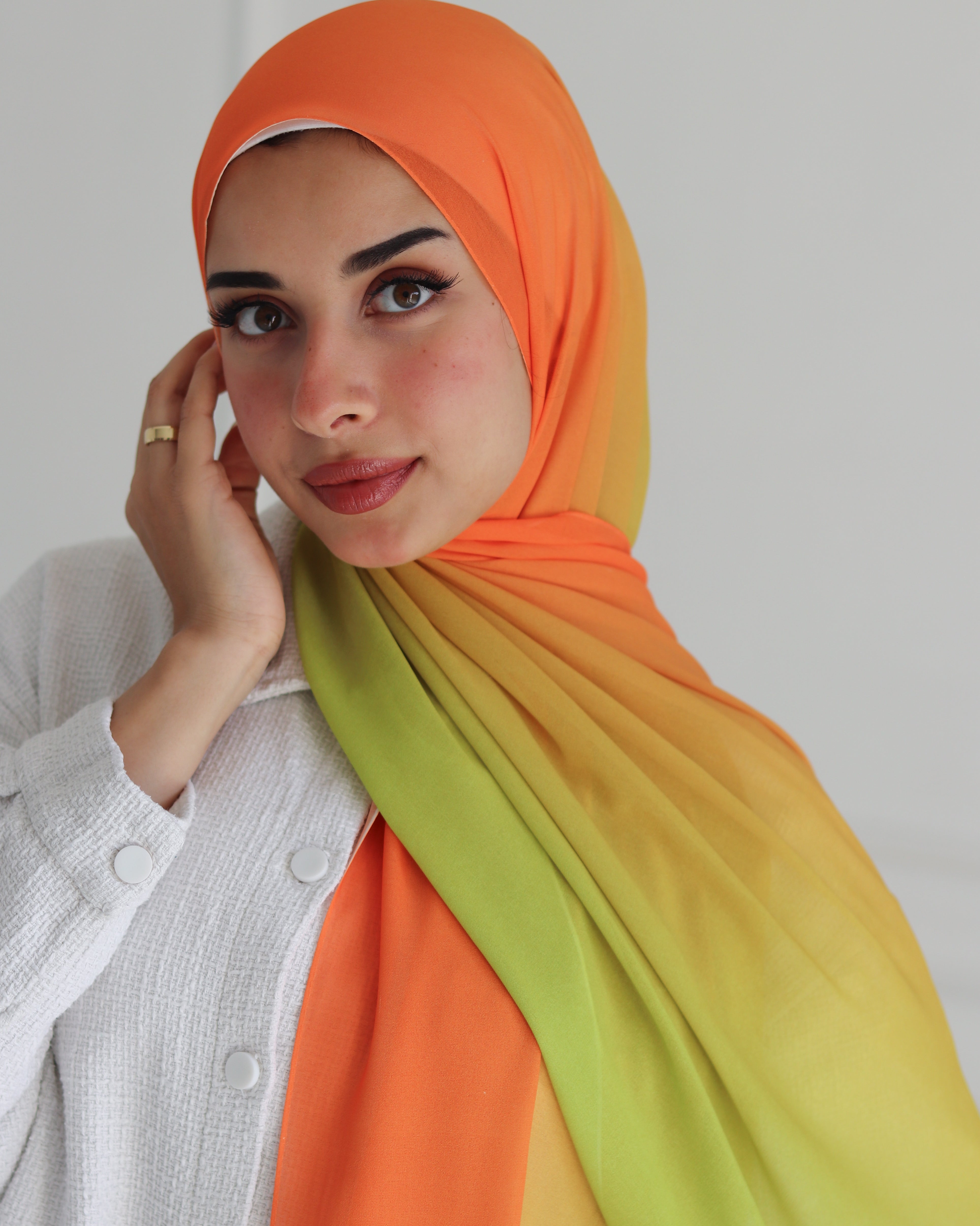 Citrus Sunset Gradient Chiffon Scarf