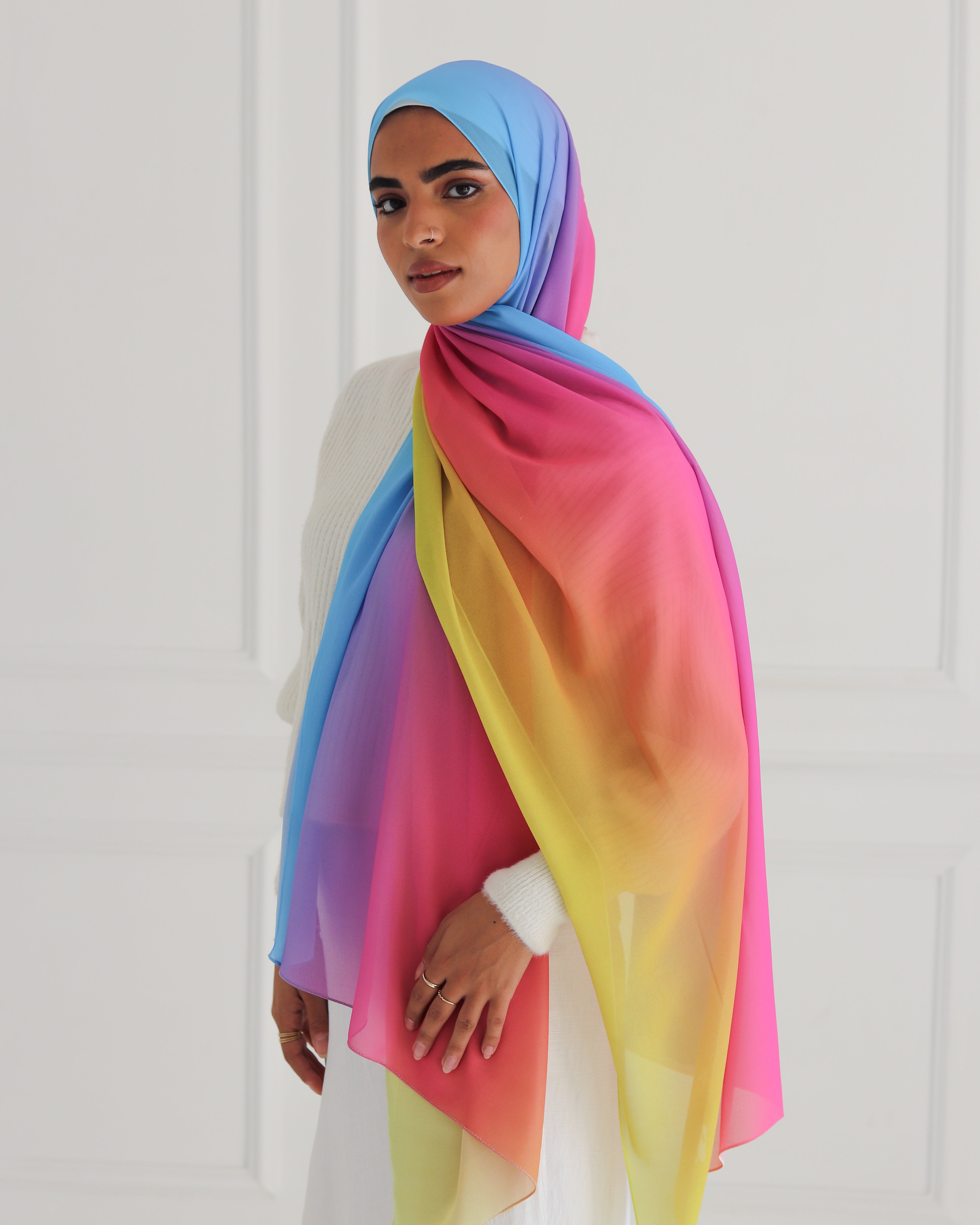 Spectrum Elegance Gradient Chiffon Scarf