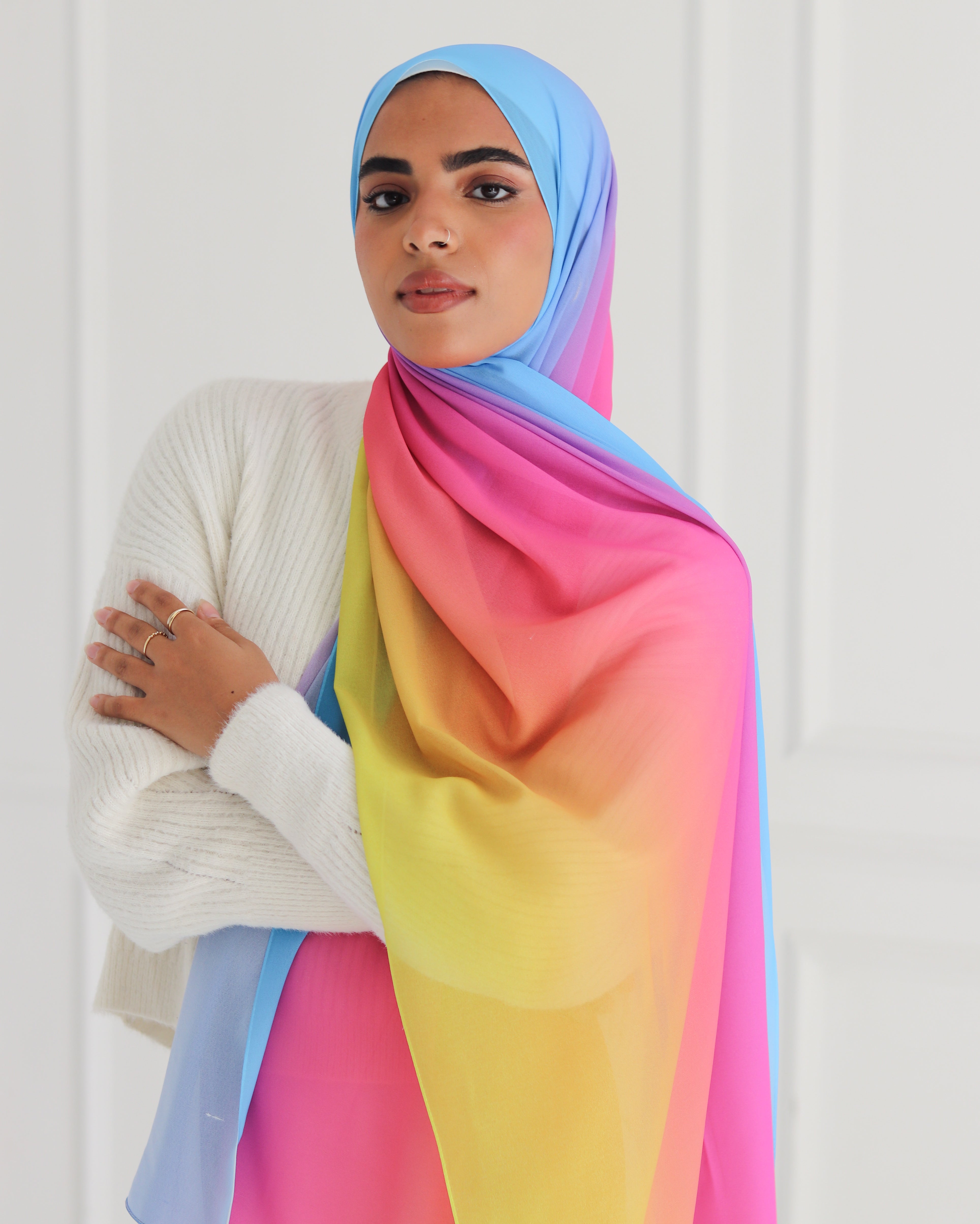 Spectrum Elegance Gradient Chiffon Scarf