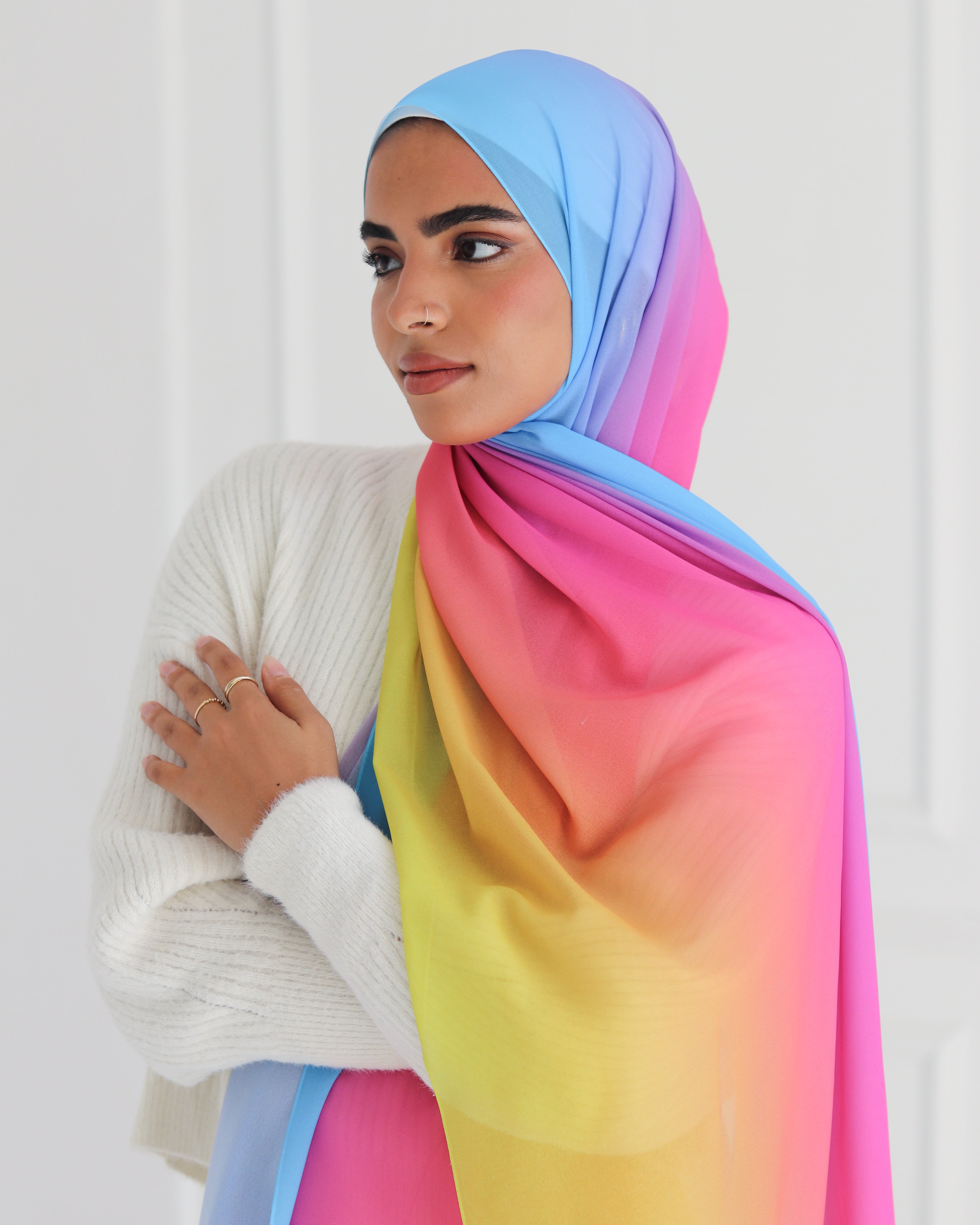 Spectrum Elegance Gradient Chiffon Scarf