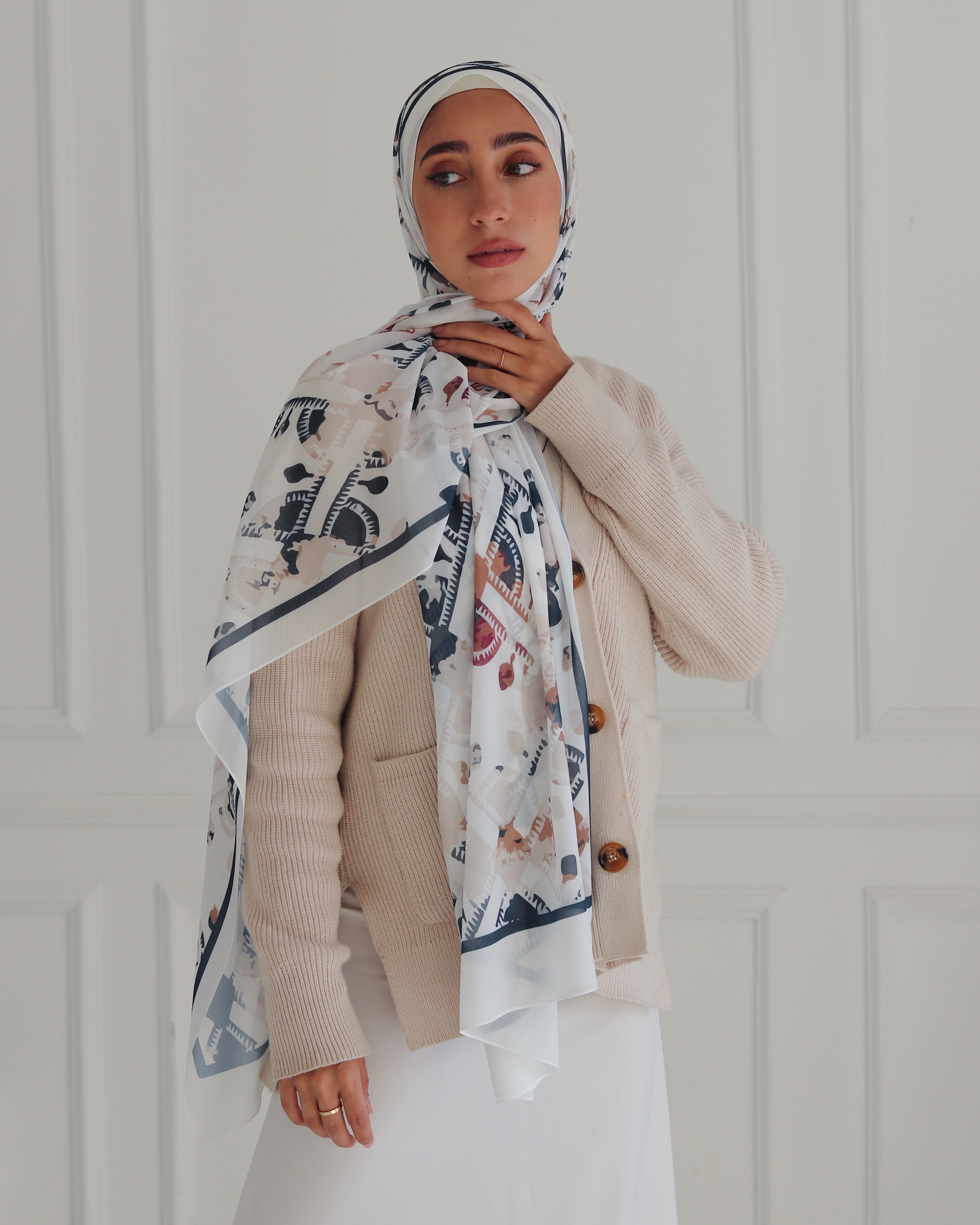 Ethereal Elegance Printed Chiffon Scarf