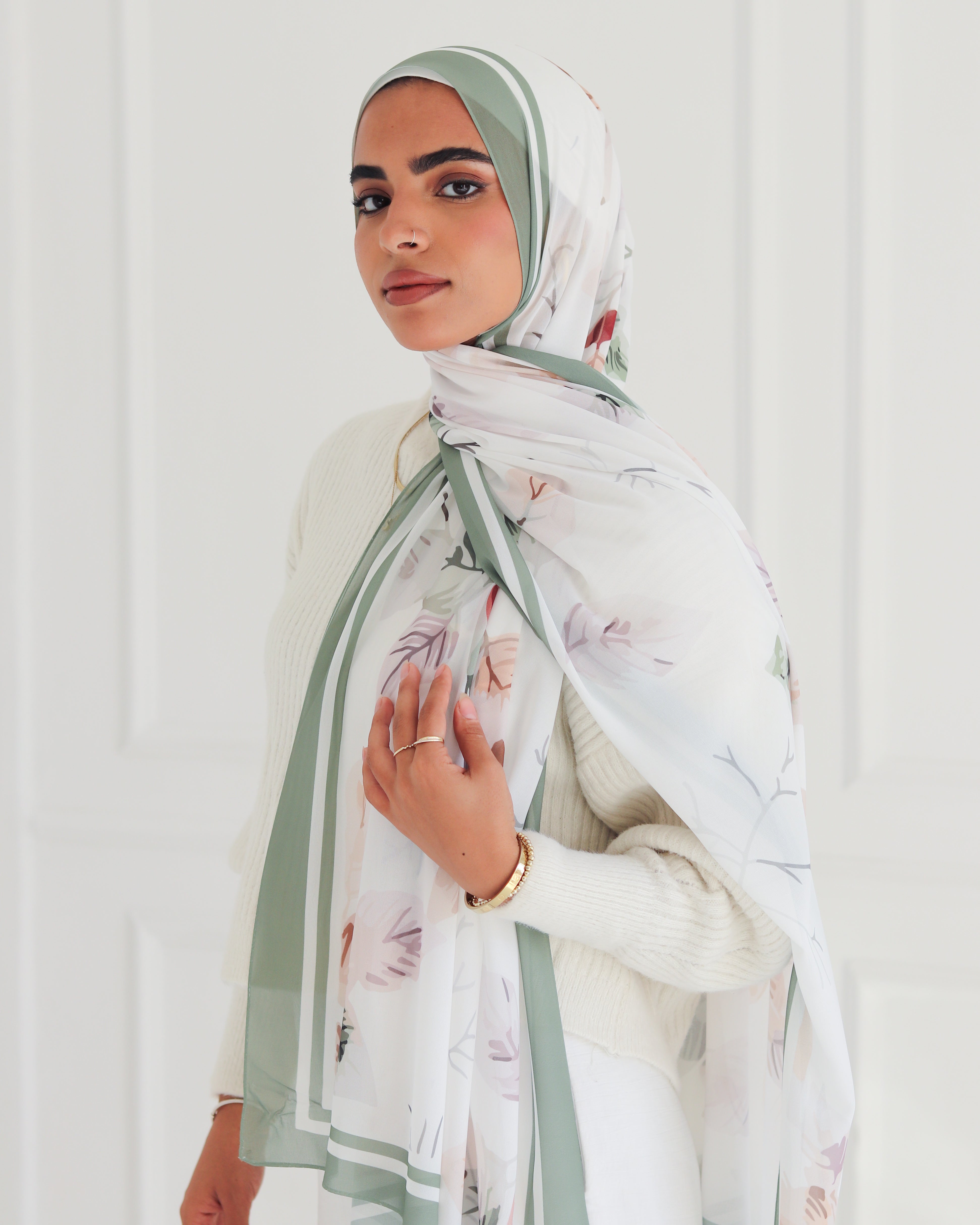 Garden Breeze Printed Chiffon Scarf