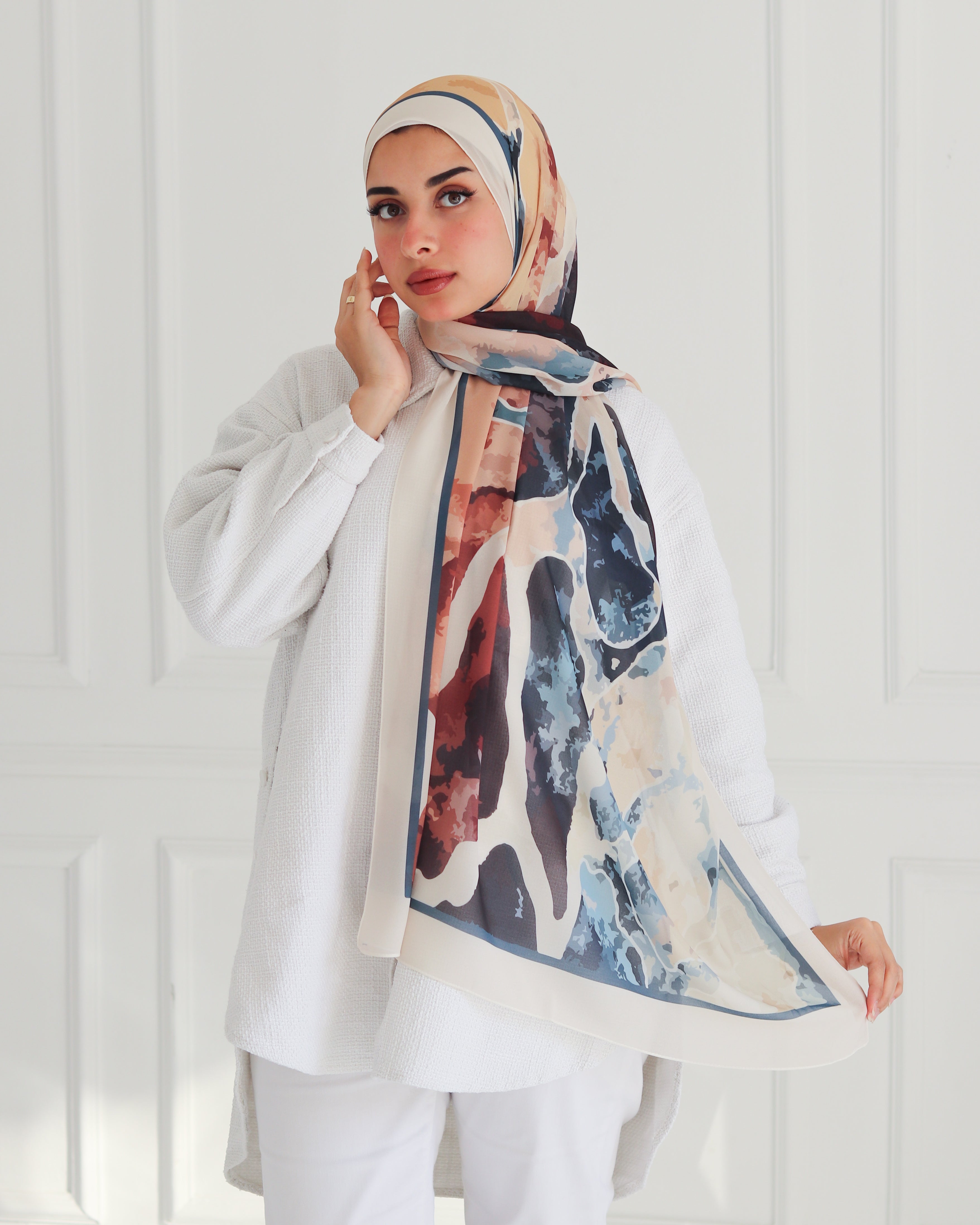 Whispering Petals Printed Chiffon Scarf