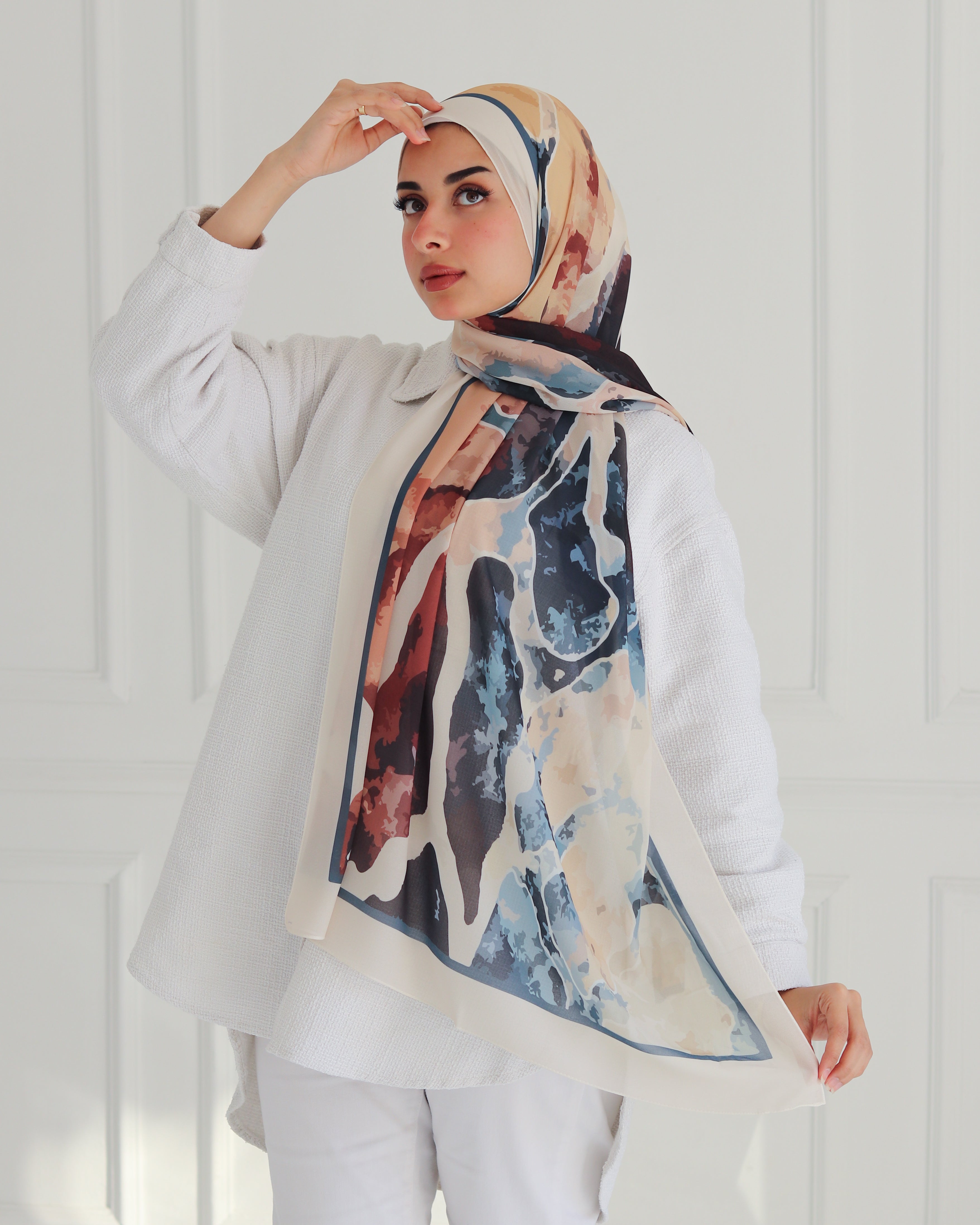 Whispering Petals Printed Chiffon Scarf