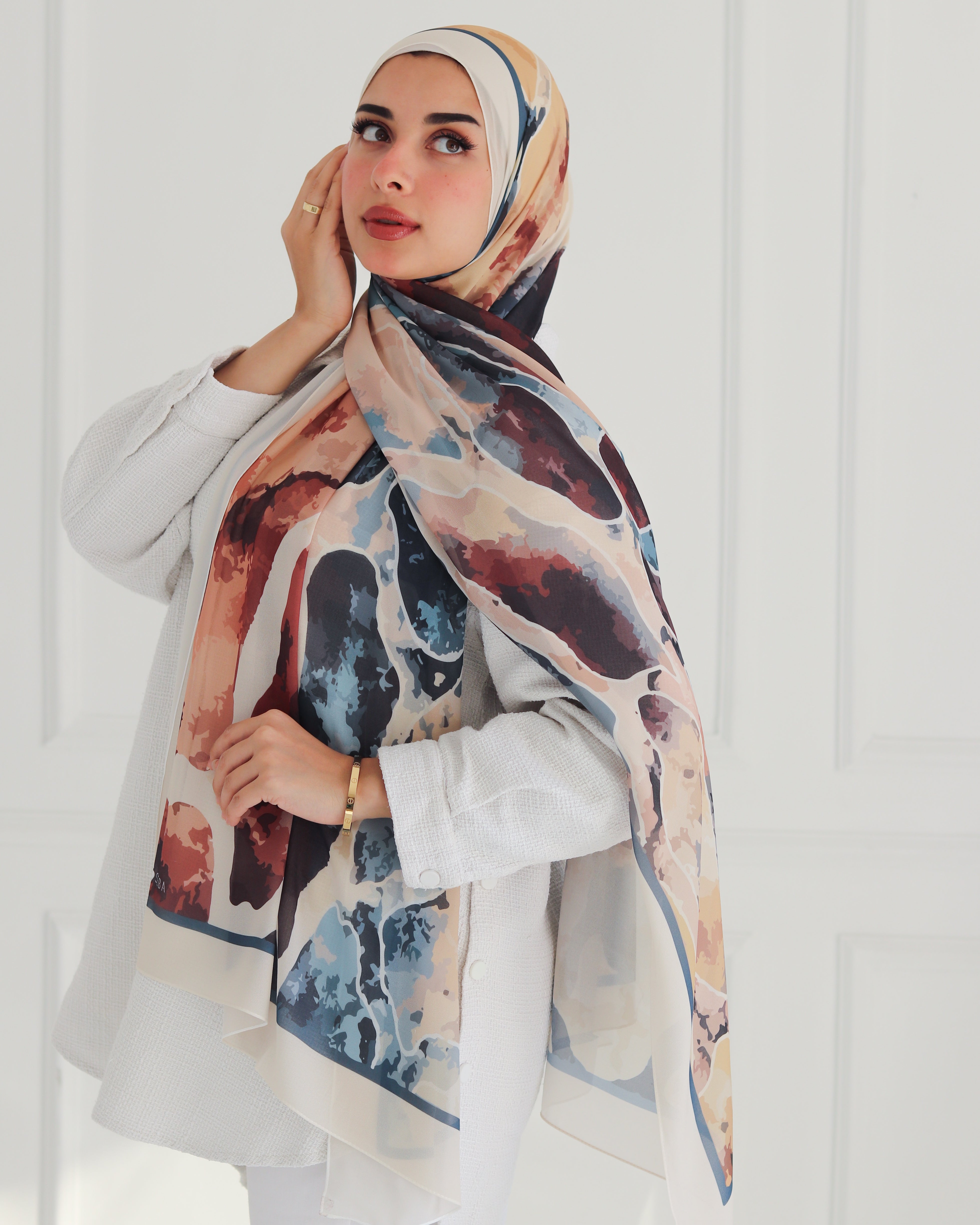 Whispering Petals Printed Chiffon Scarf