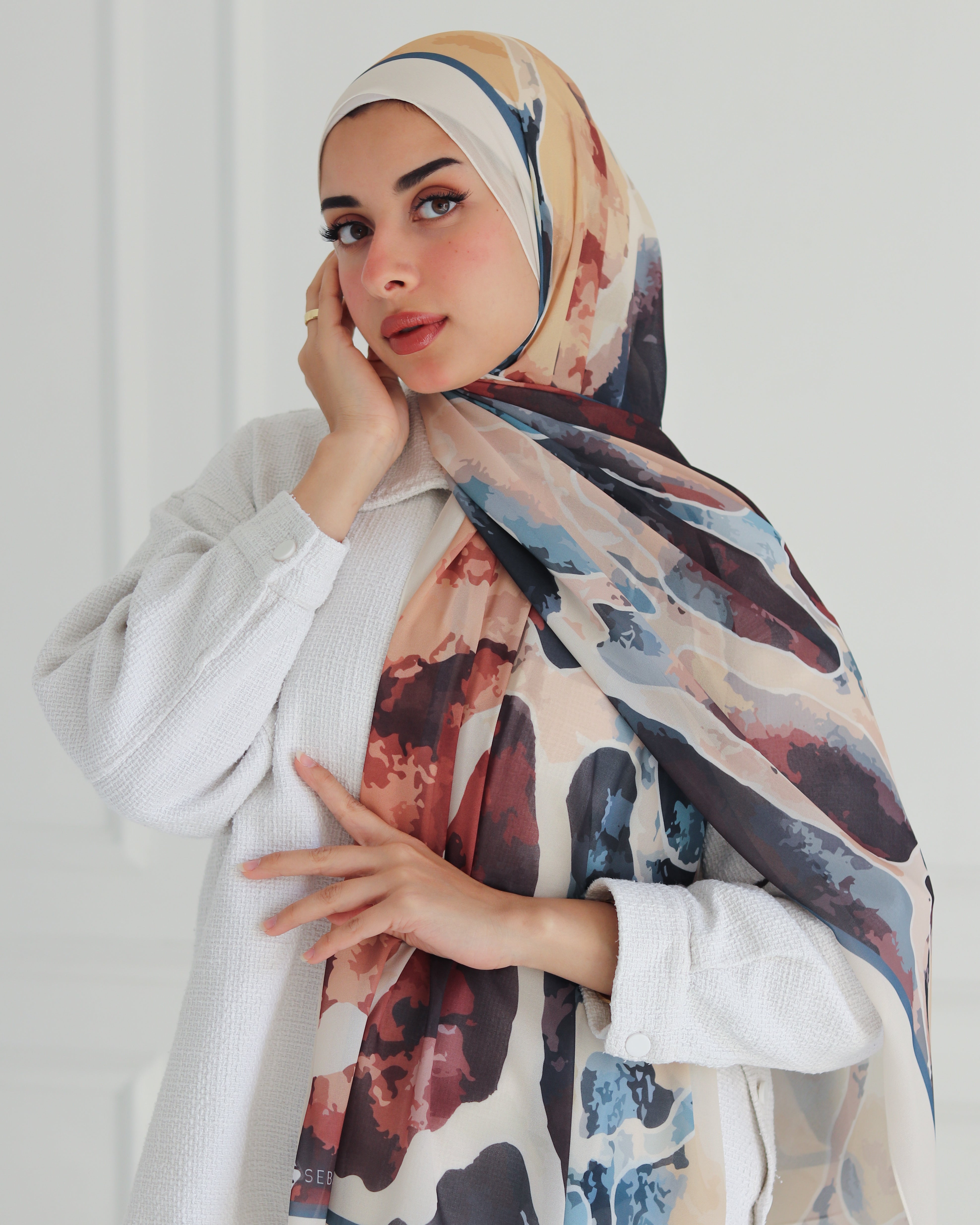 Whispering Petals Printed Chiffon Scarf