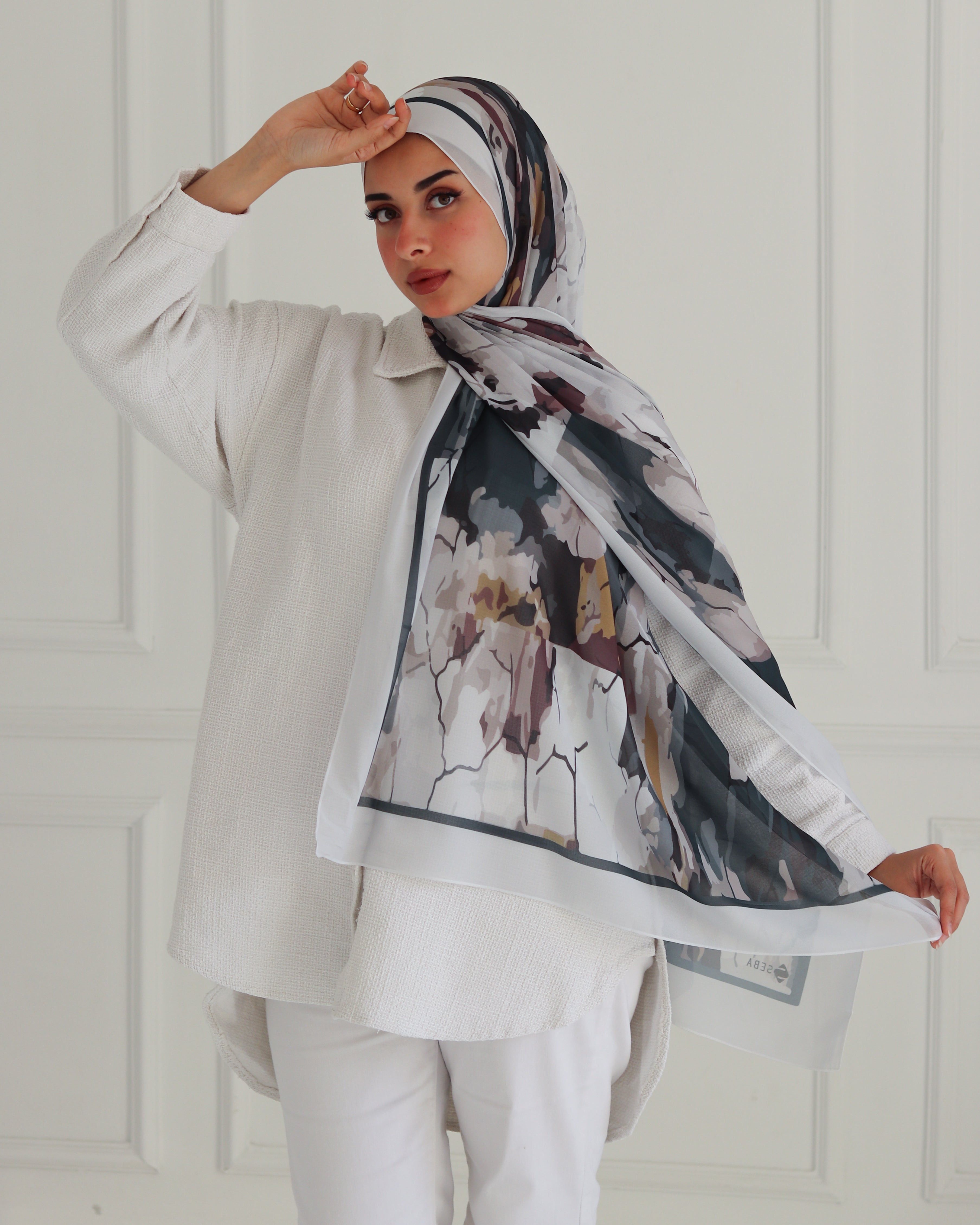 Serene Sunset Printed Chiffon Scarf