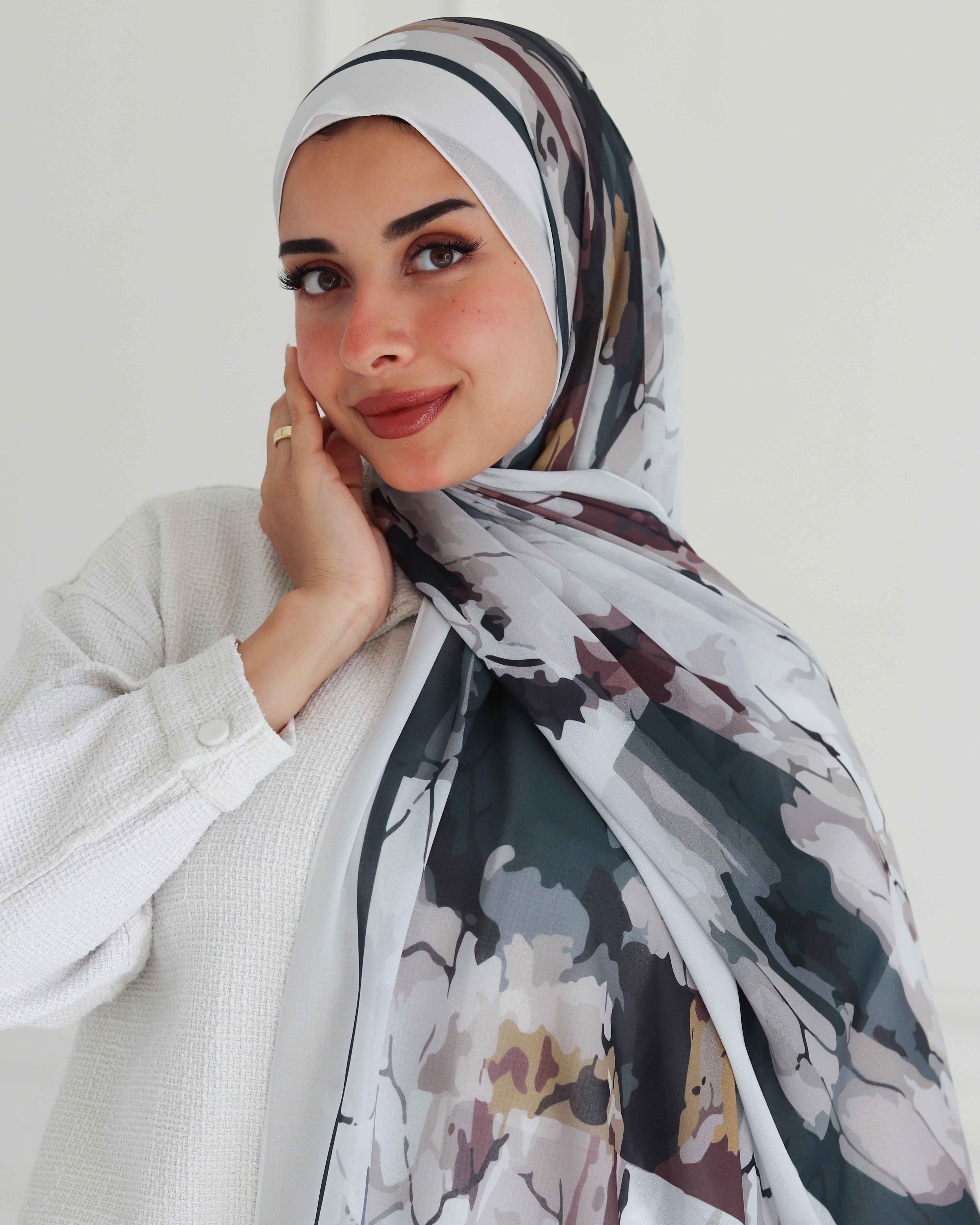 Serene Sunset Printed Chiffon Scarf