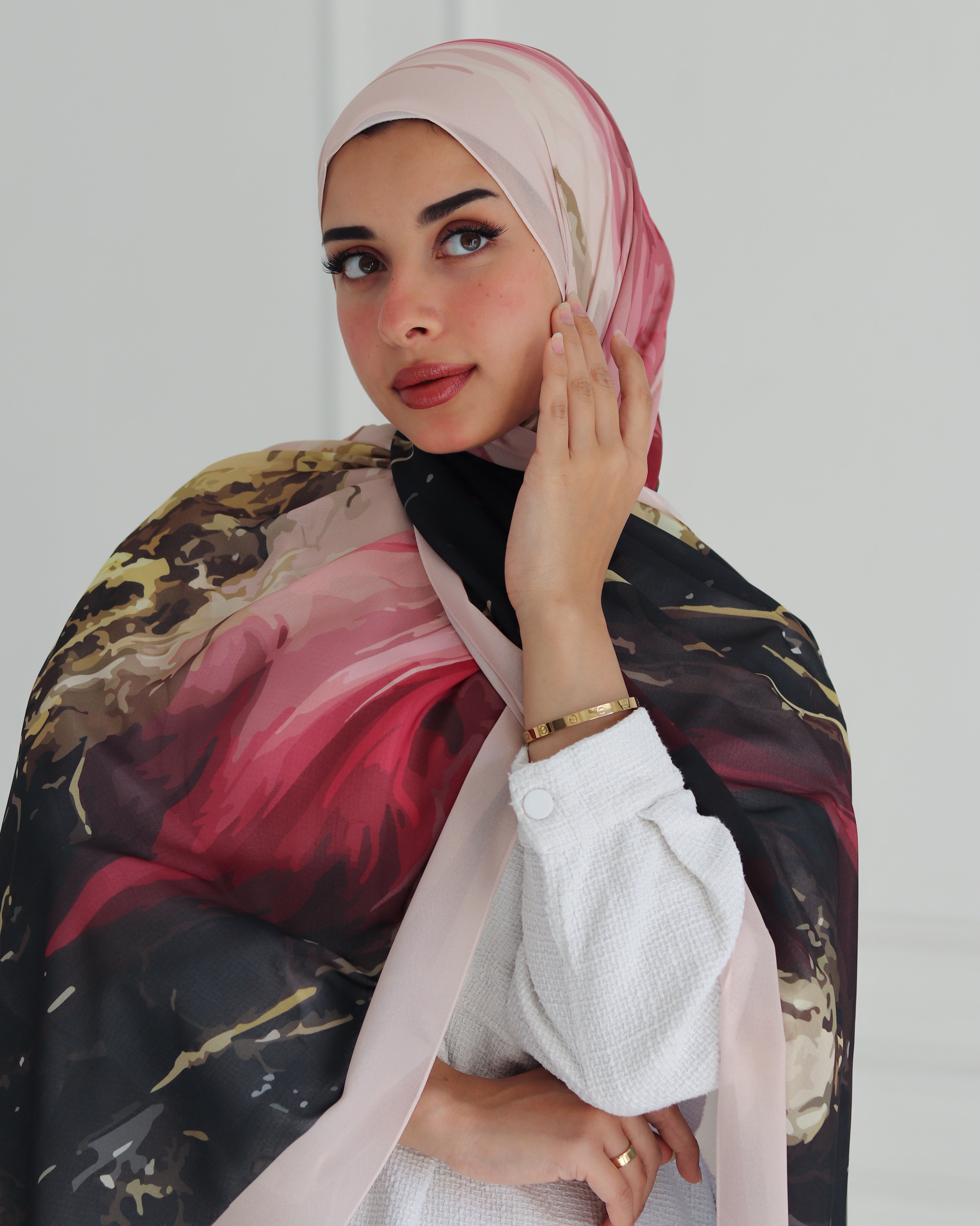 Flowing Patterns Printed Chiffon Scarf