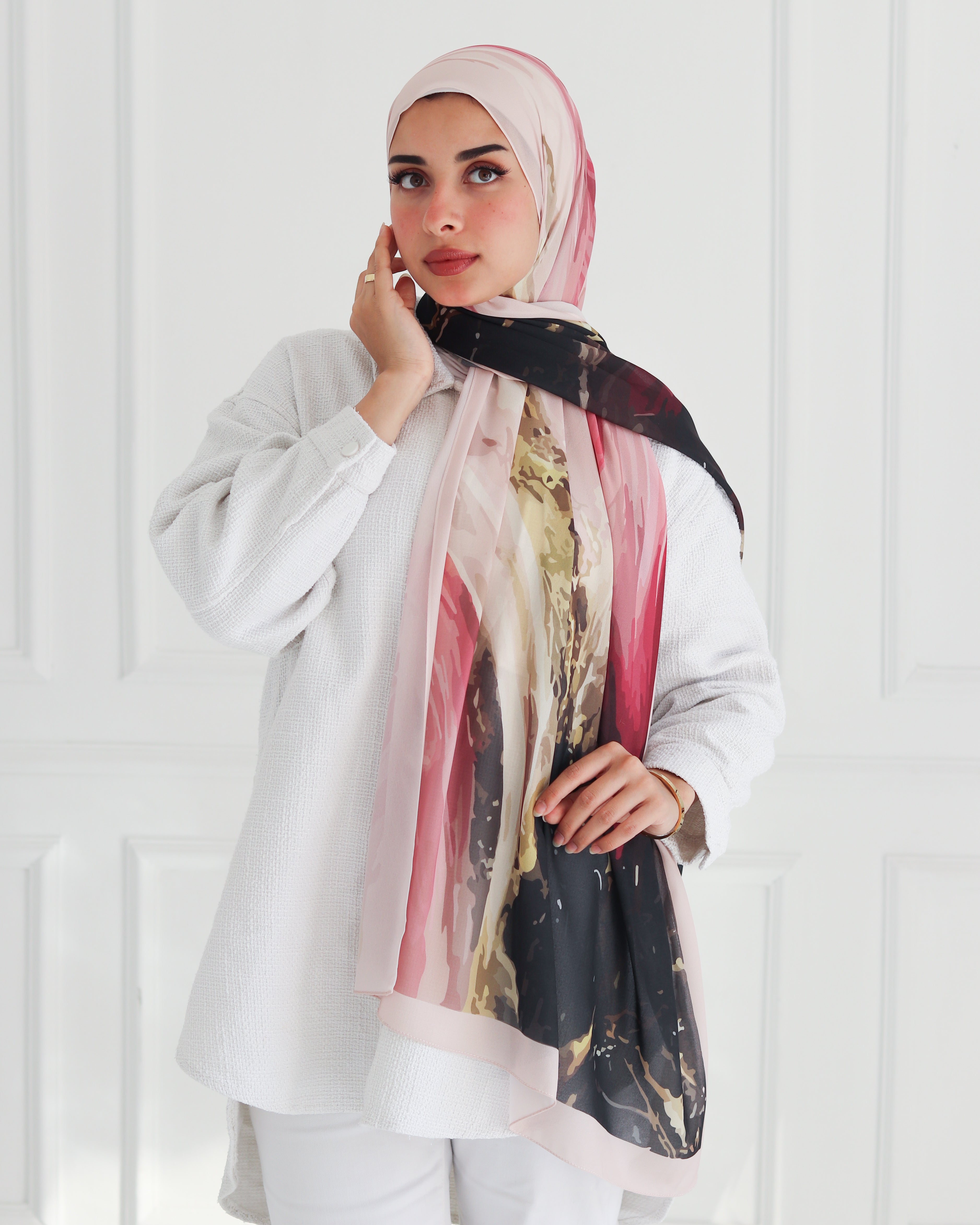 Flowing Patterns Printed Chiffon Scarf