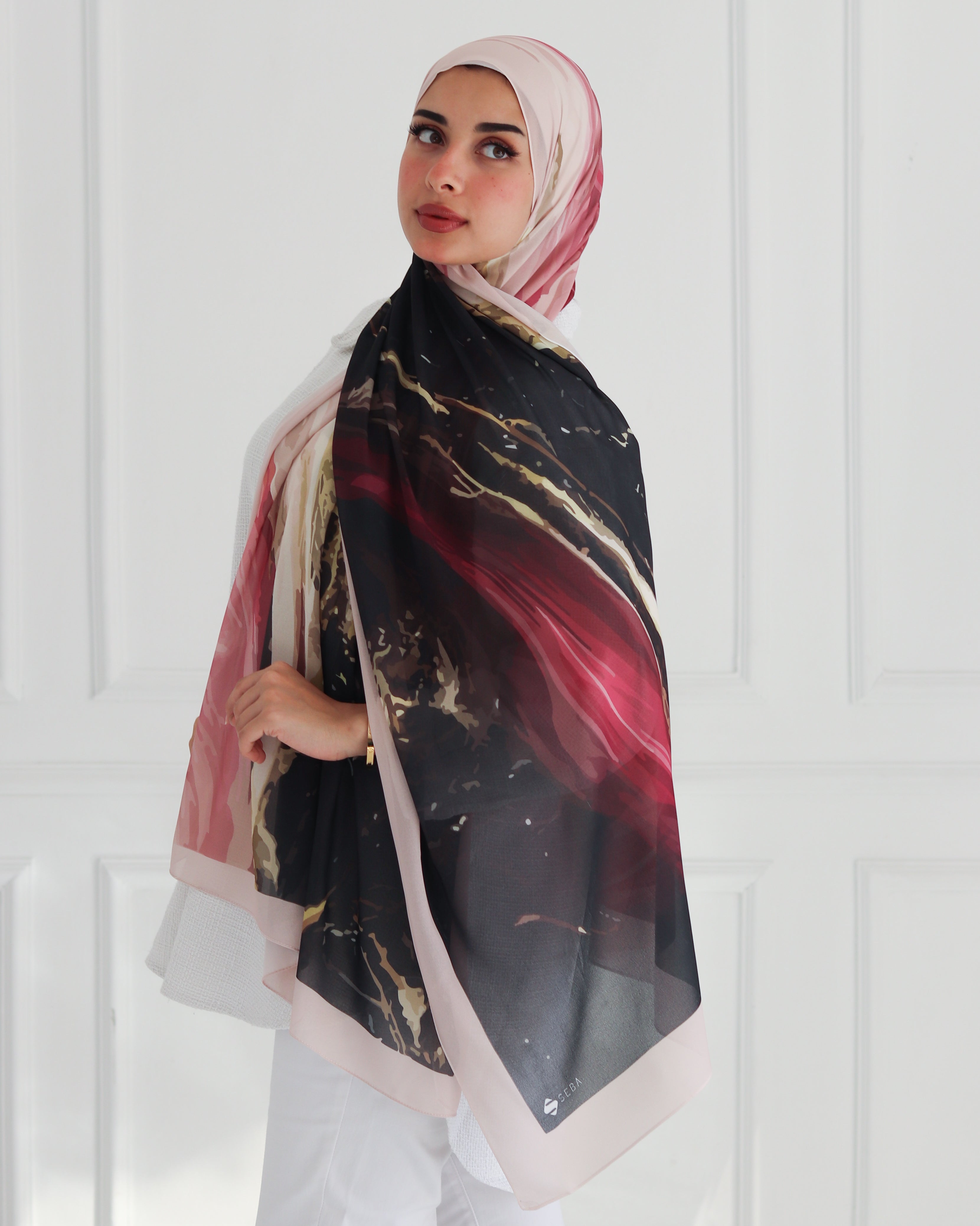 Flowing Patterns Printed Chiffon Scarf