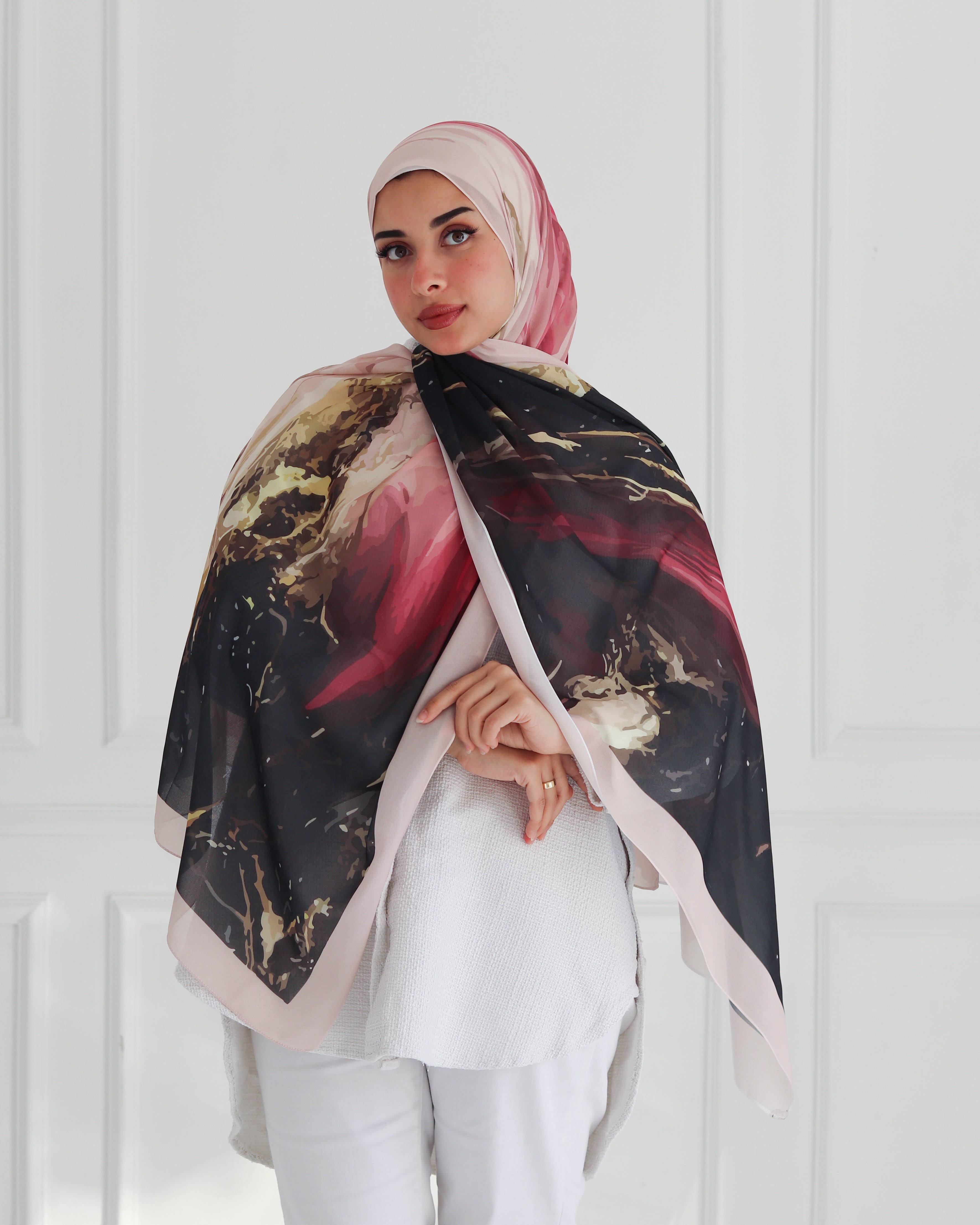 Flowing Patterns Printed Chiffon Scarf