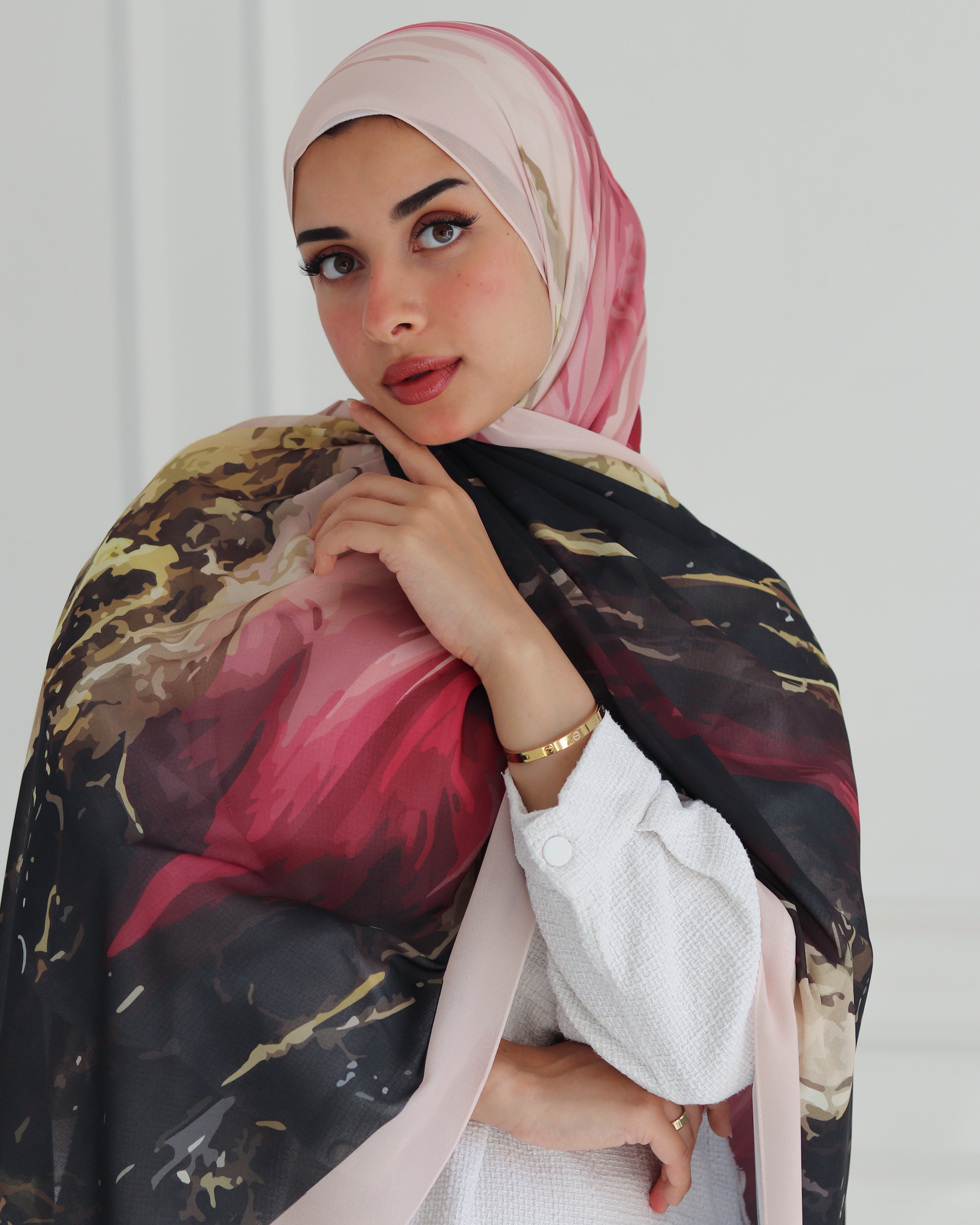 Flowing Patterns Printed Chiffon Scarf