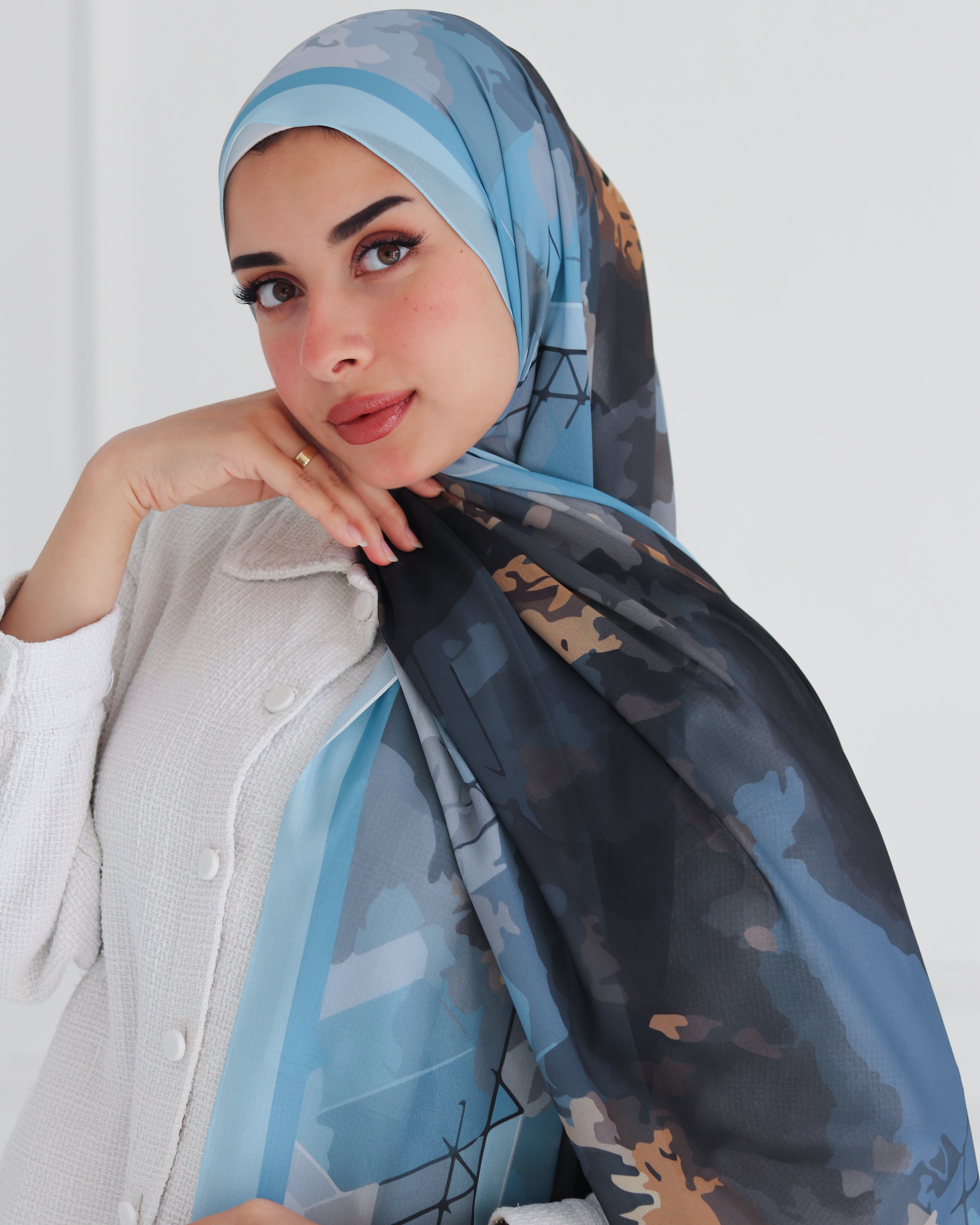 Whimsical Waves Printed Chiffon Scarf