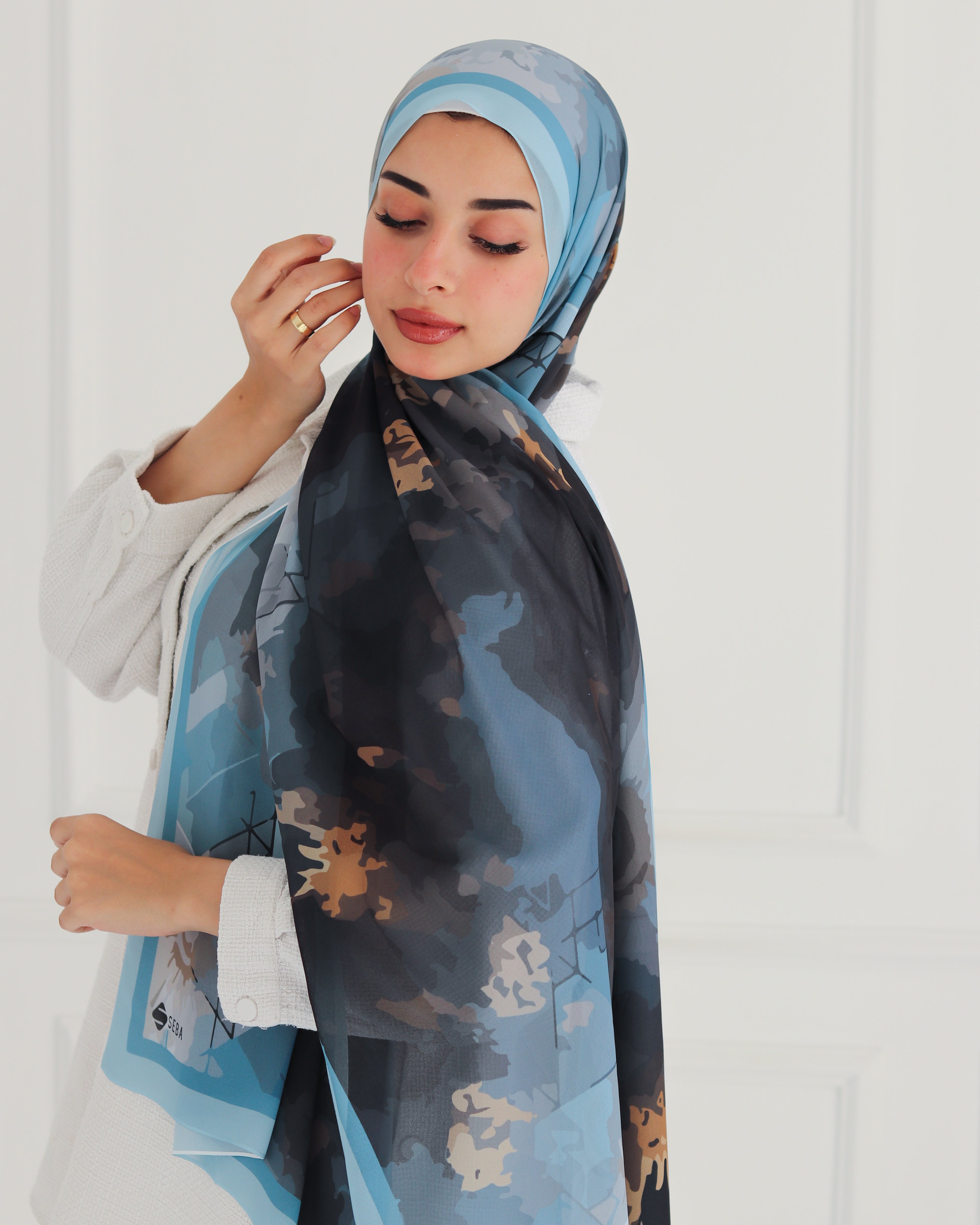 Whimsical Waves Printed Chiffon Scarf