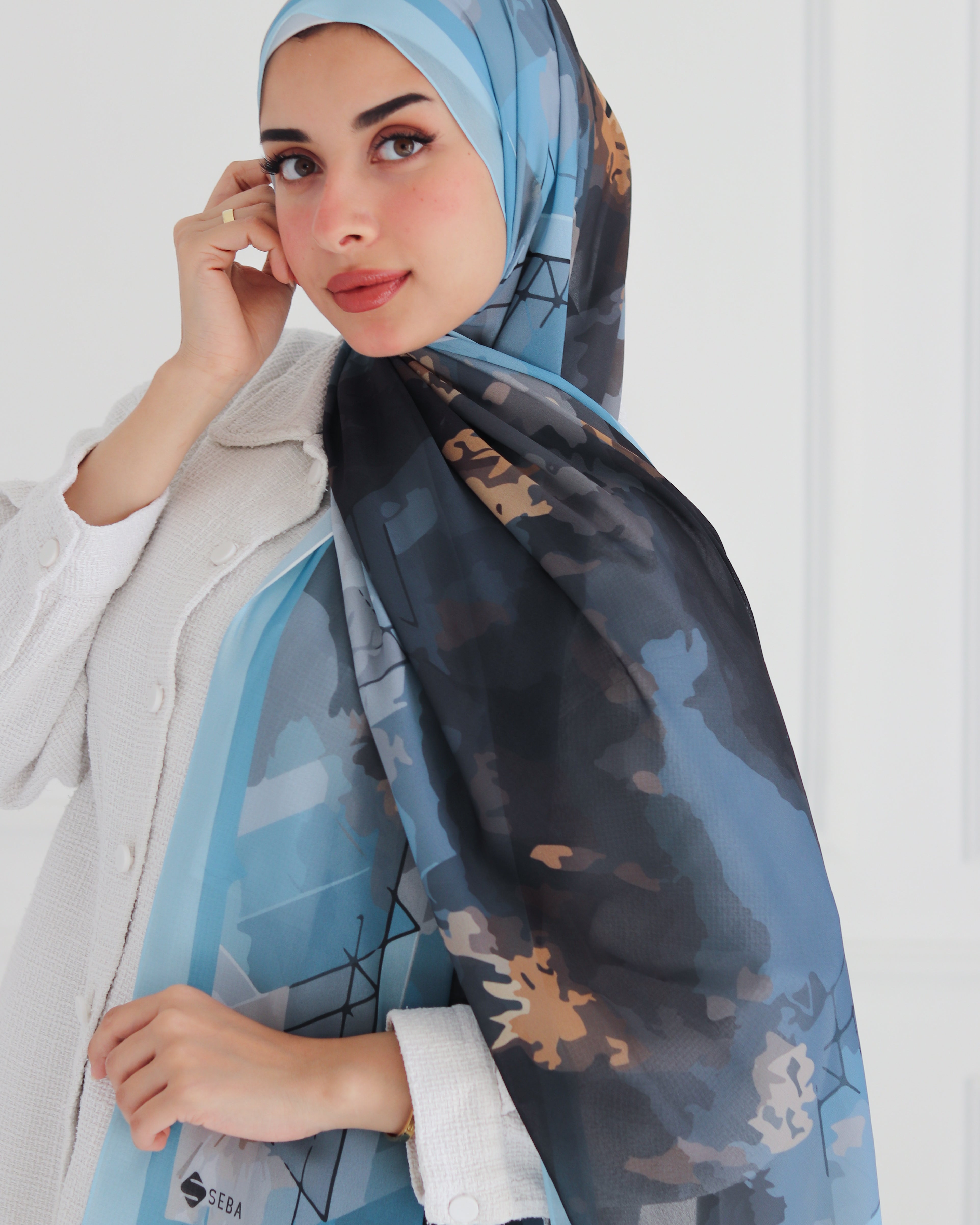 Whimsical Waves Printed Chiffon Scarf