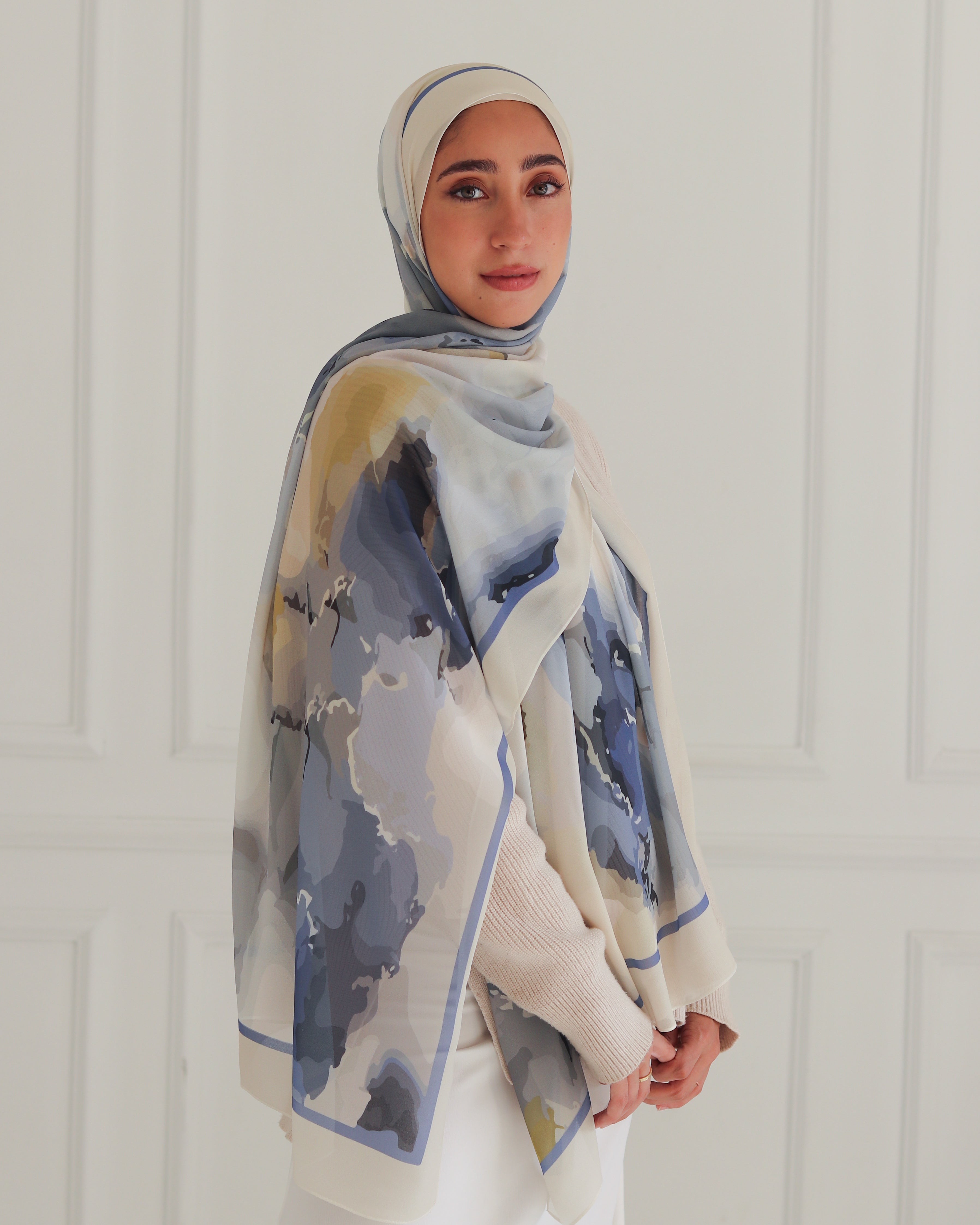 Twilight Sky Printed Chiffon Scarf