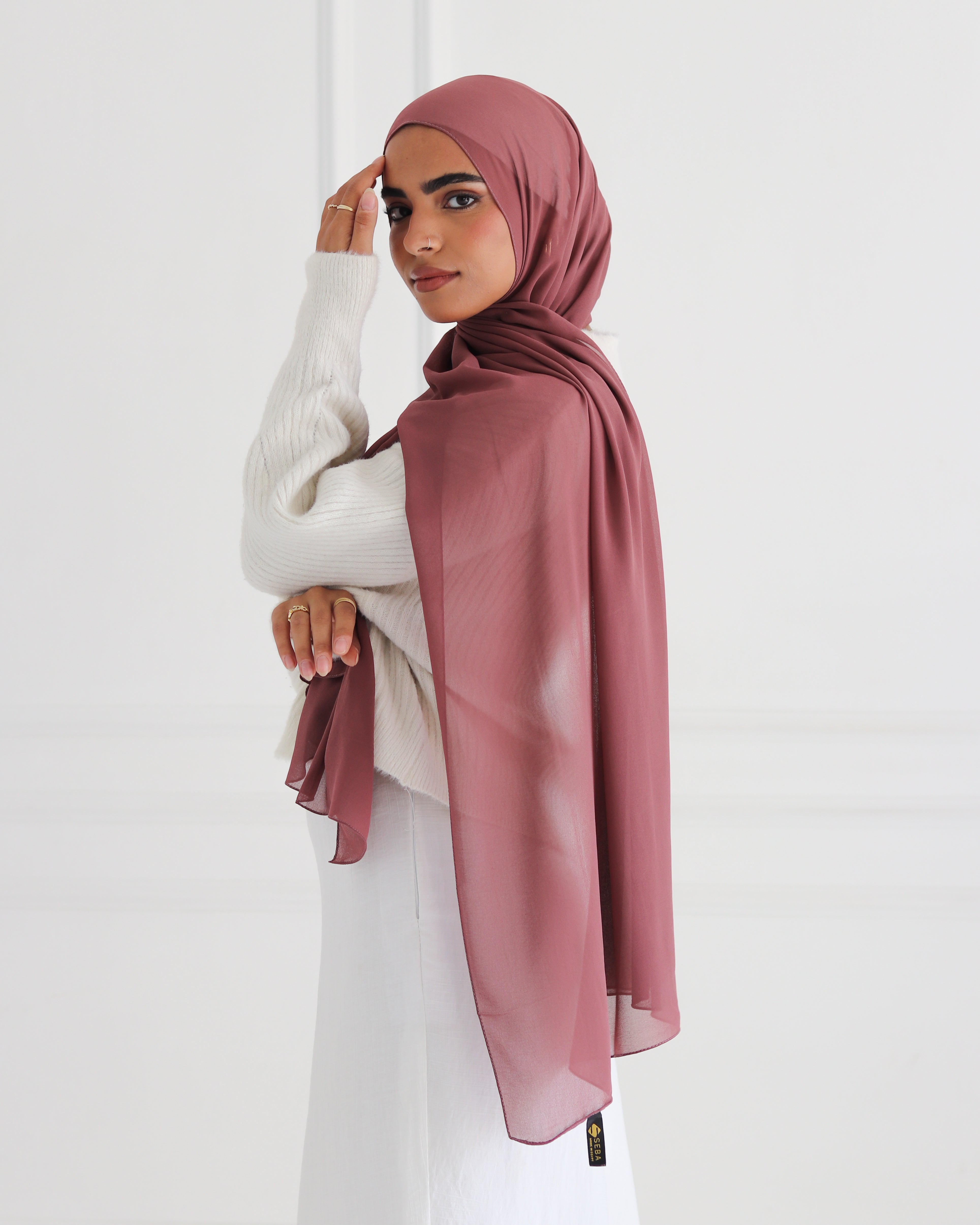 Wine Plain Chiffon Scarf