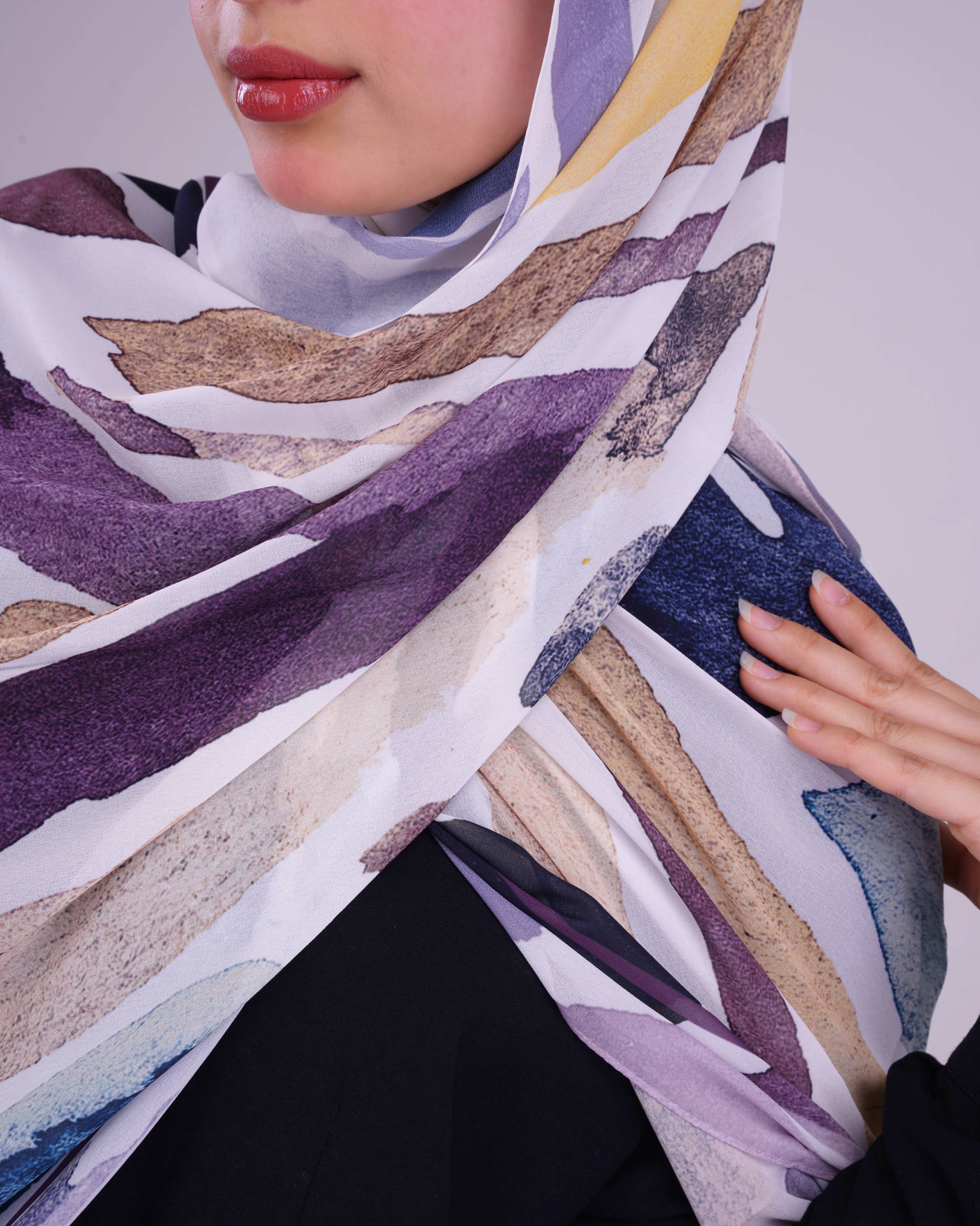 Abstract Oasis Printed Chiffon Scarf